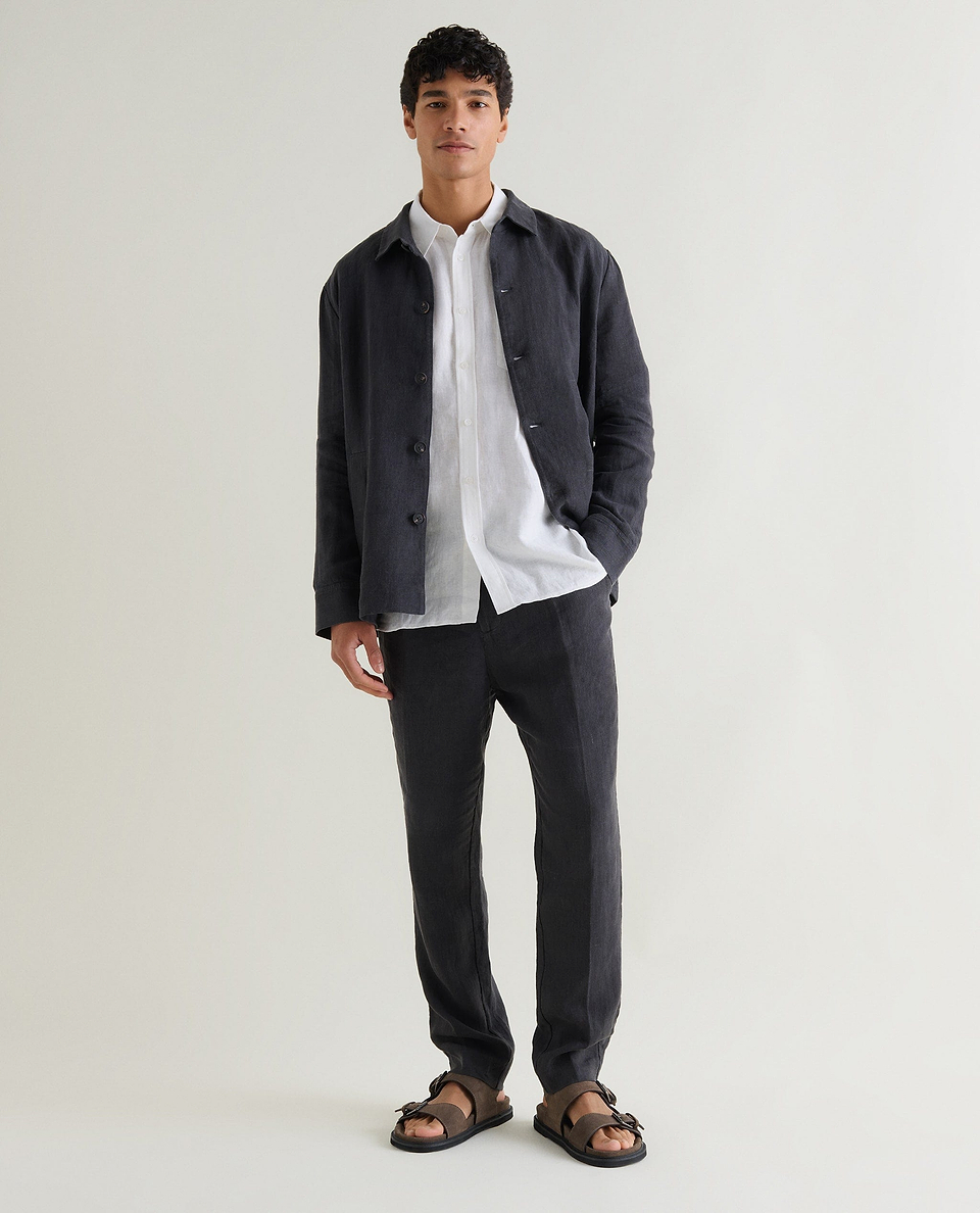 Men's European Flaxª Linen Suit Trousers - Smoke