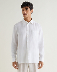 Men's European Flax Linen Shirt - White