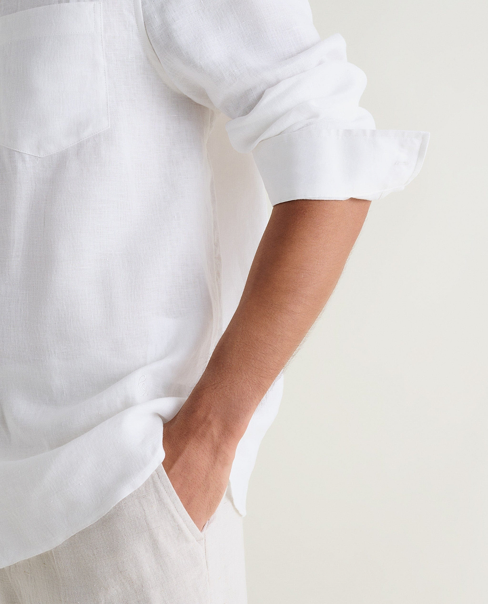 Men's European Flax Linen Shirt - White