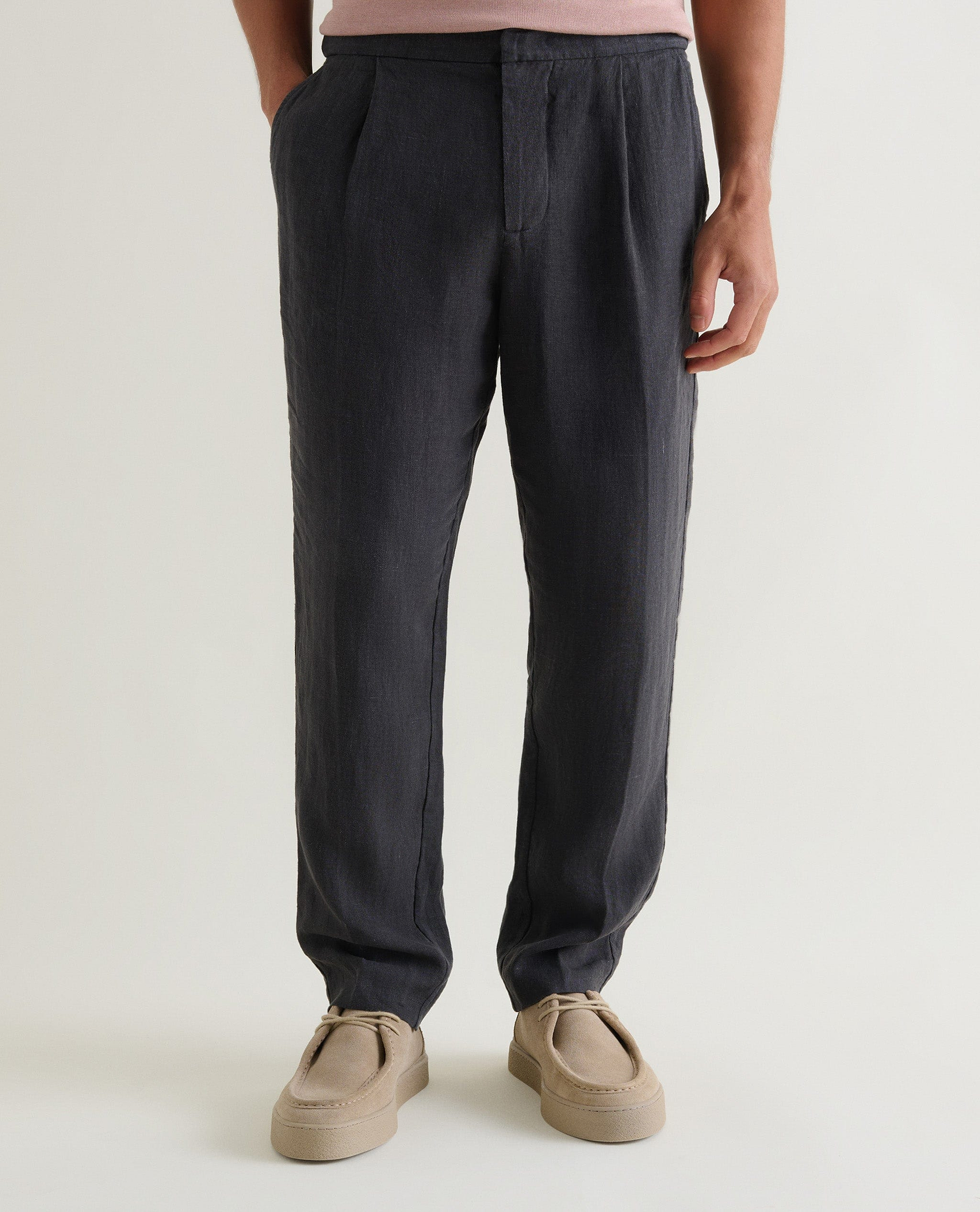 Men's European Flaxª Linen Suit Trousers - Smoke