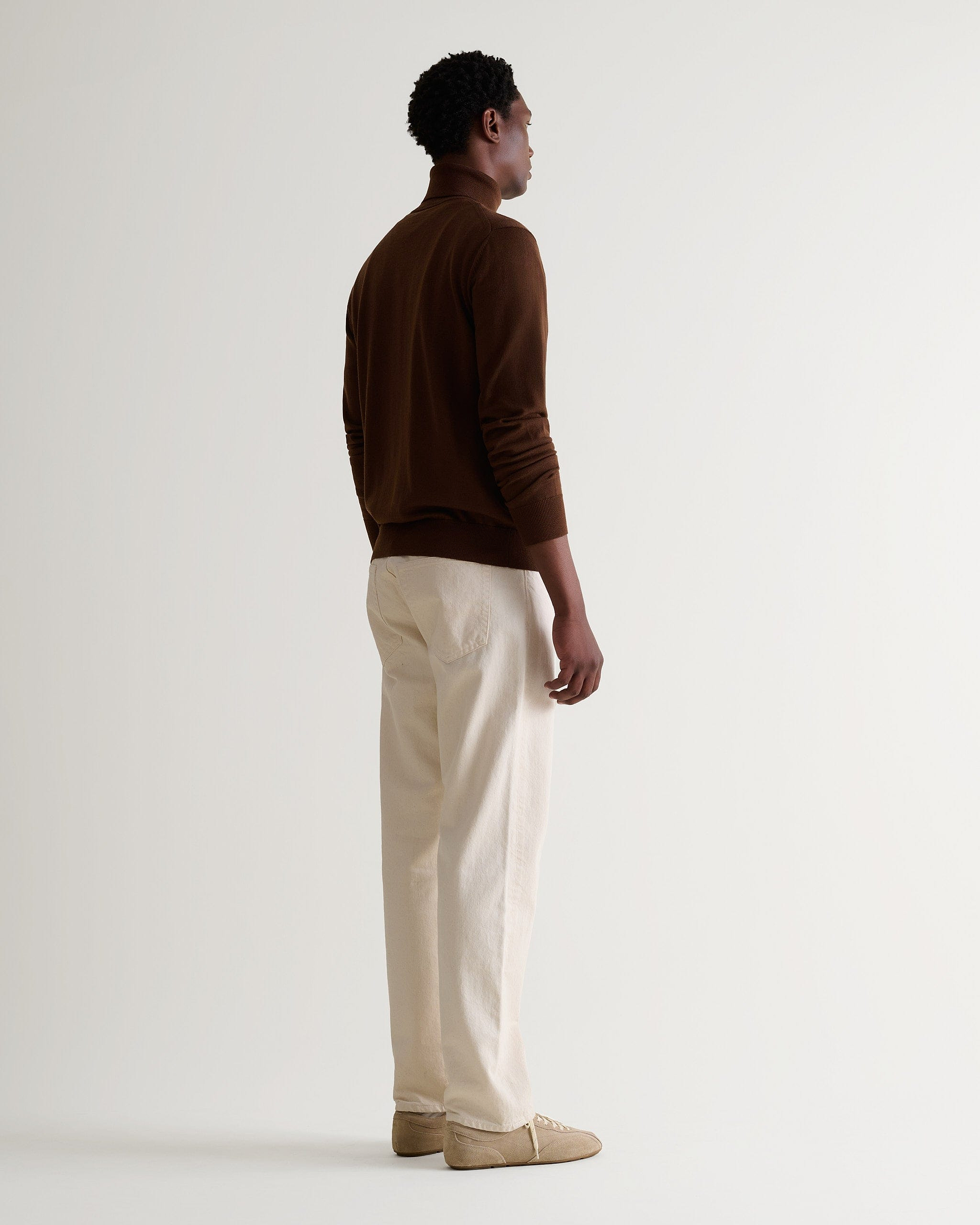 Men's Fine Merino Roll Neck Jumper - Chestnut-[colour]-[size]-Rise &amp; Fall