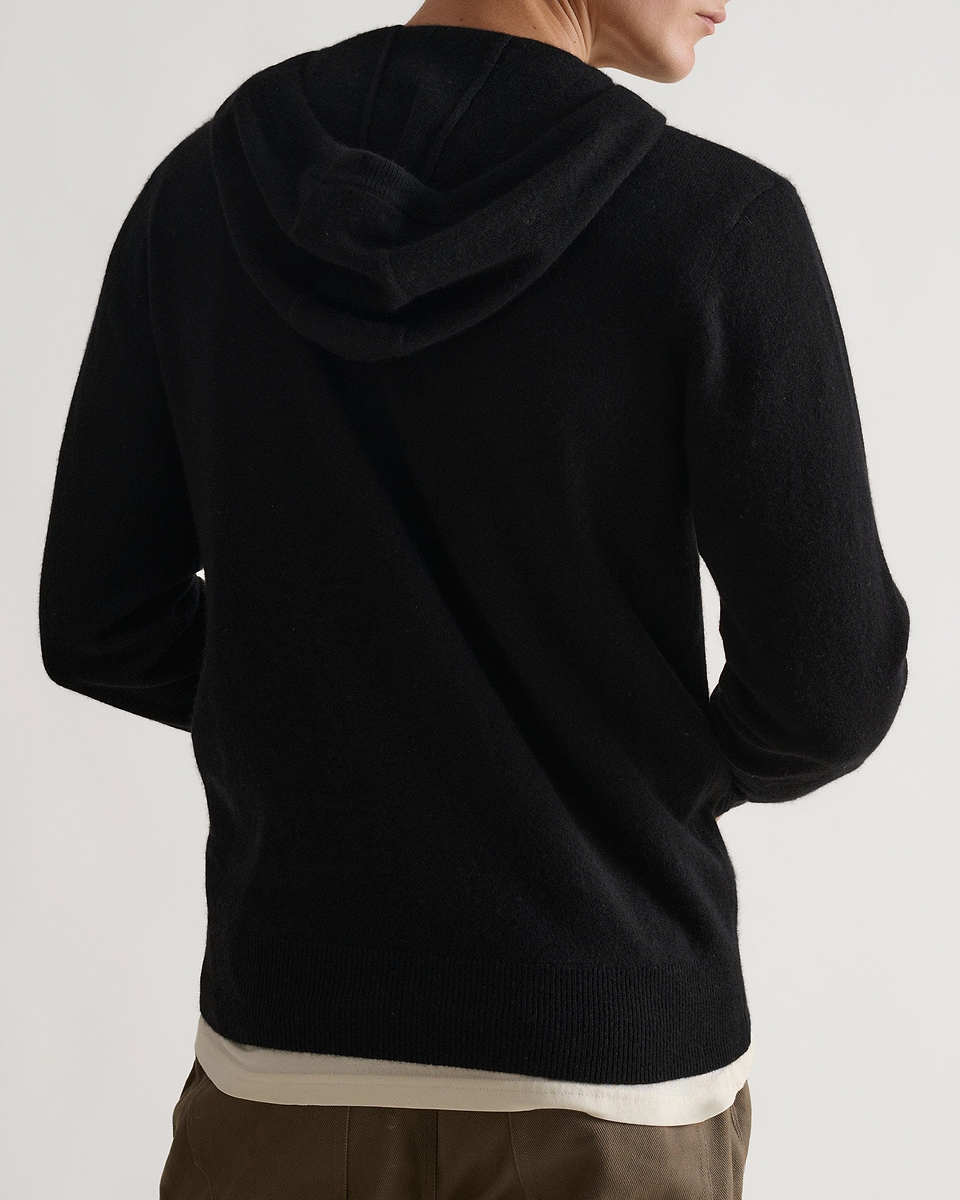 Men's Finest Cashmere Full Zip Hoodie - Black