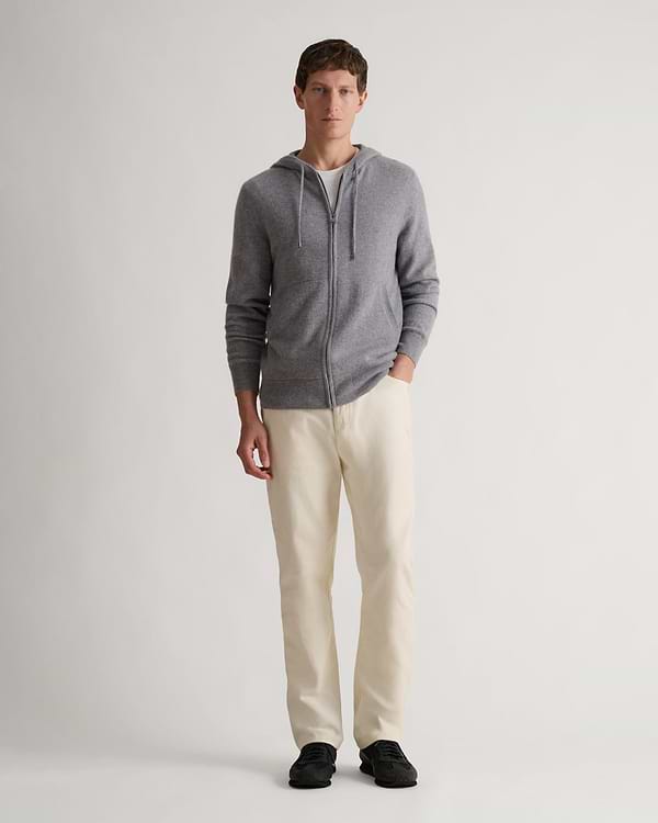 Men's Finest Cashmere Full Zip Hoodie - Grey