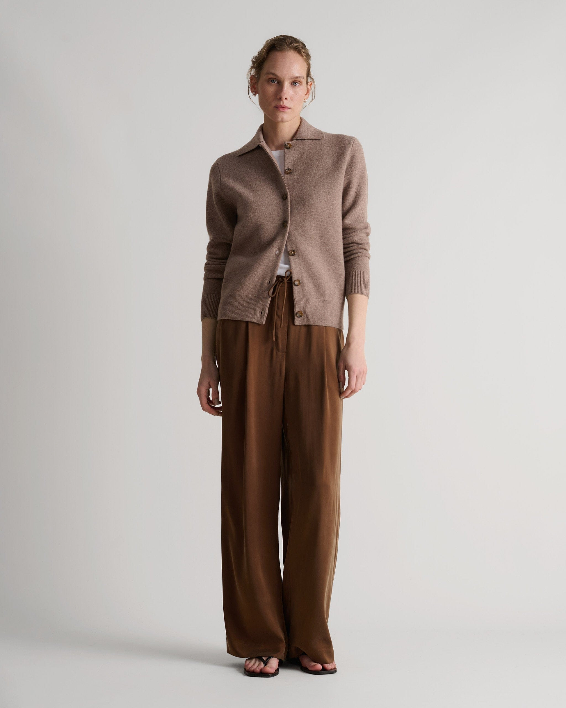 Women's Finest Cashmere Knit Jacket - Toast