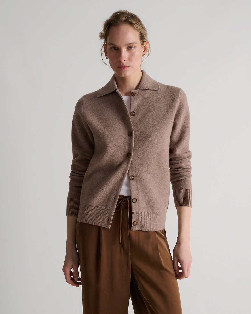 Women's Finest Cashmere Knit Jacket - Toast