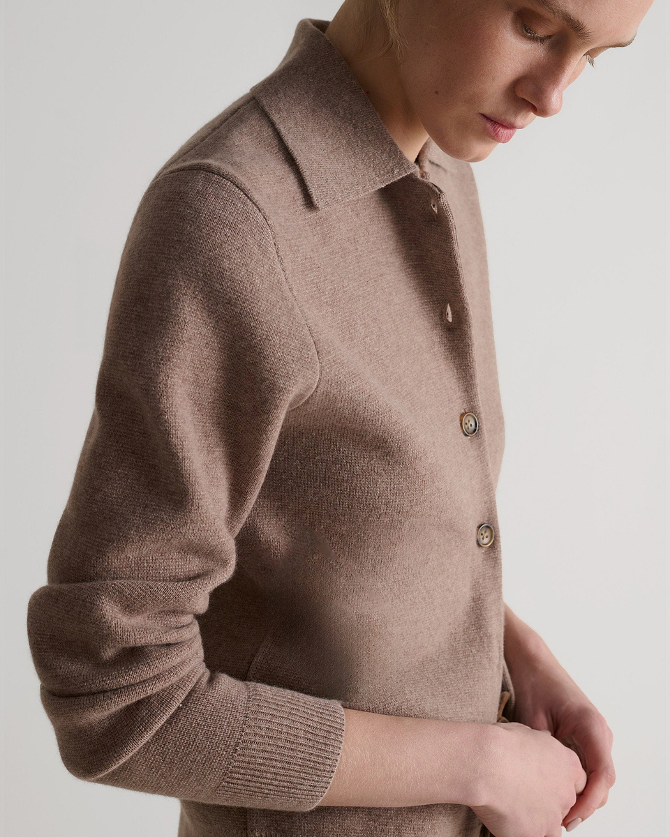 Women's Finest Cashmere Knit Jacket - Toast