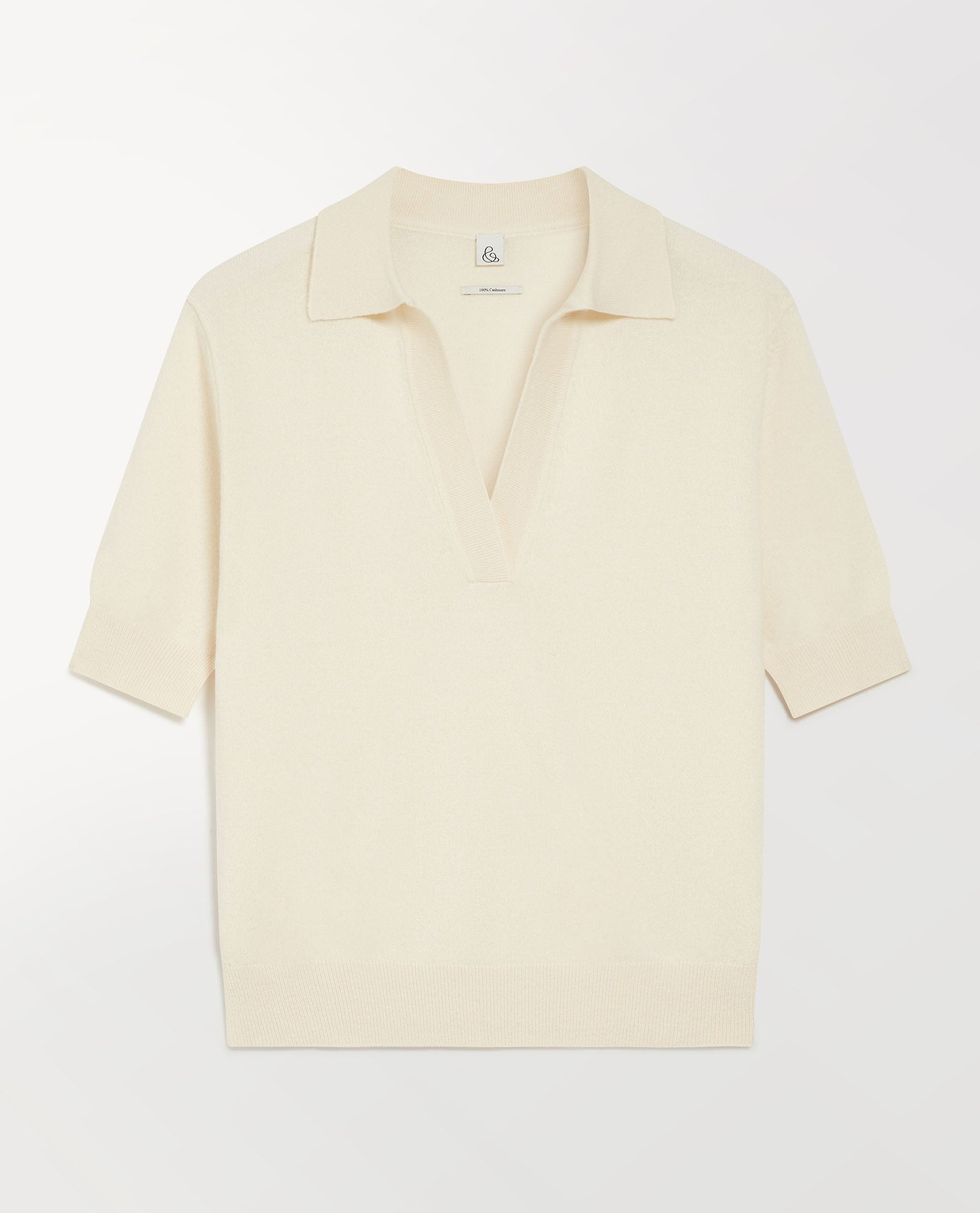 Women's Finest Cashmere Open Collar Polo - Buttermilk