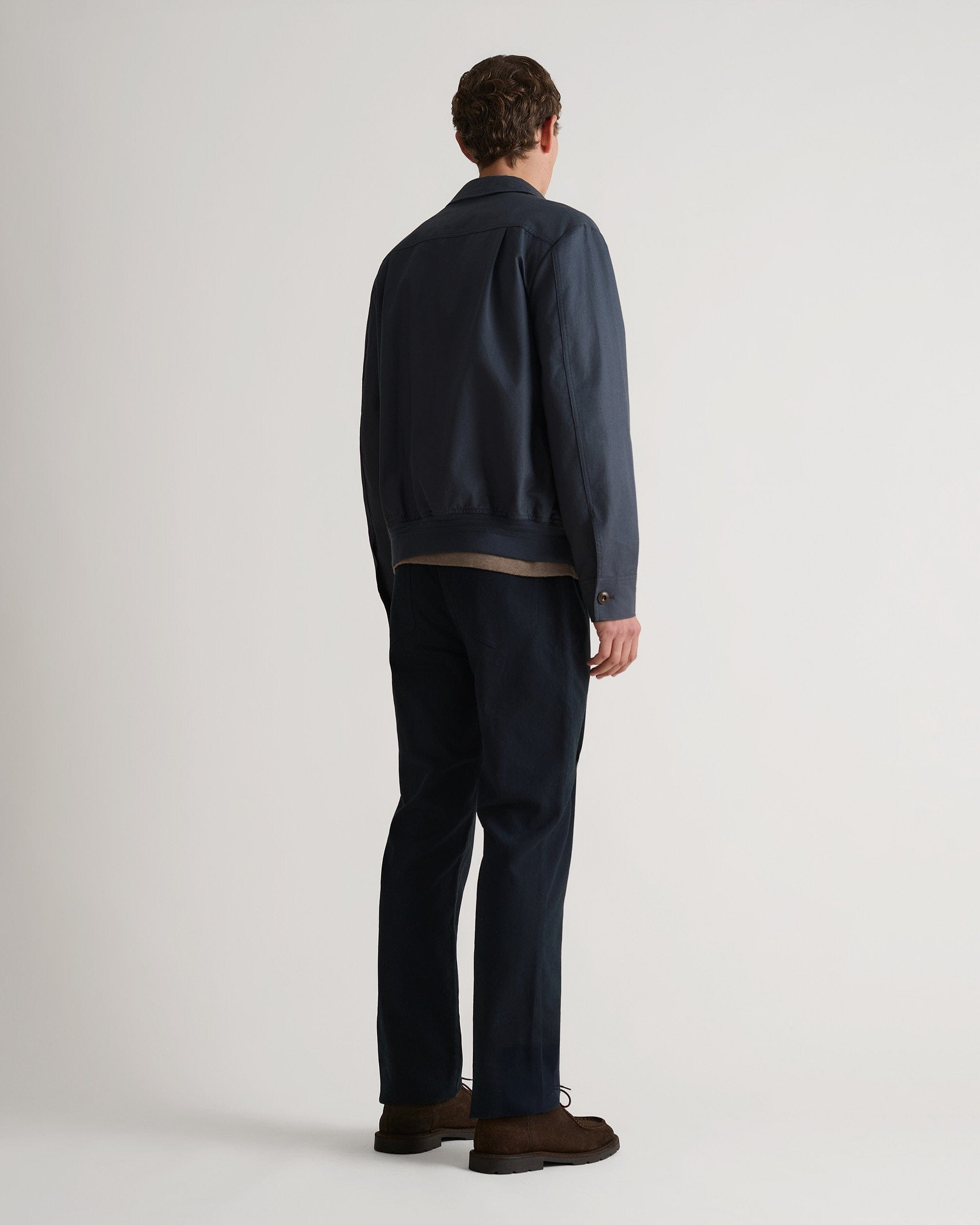 Men's French Linen Bomber Jacket - Mood Indigo