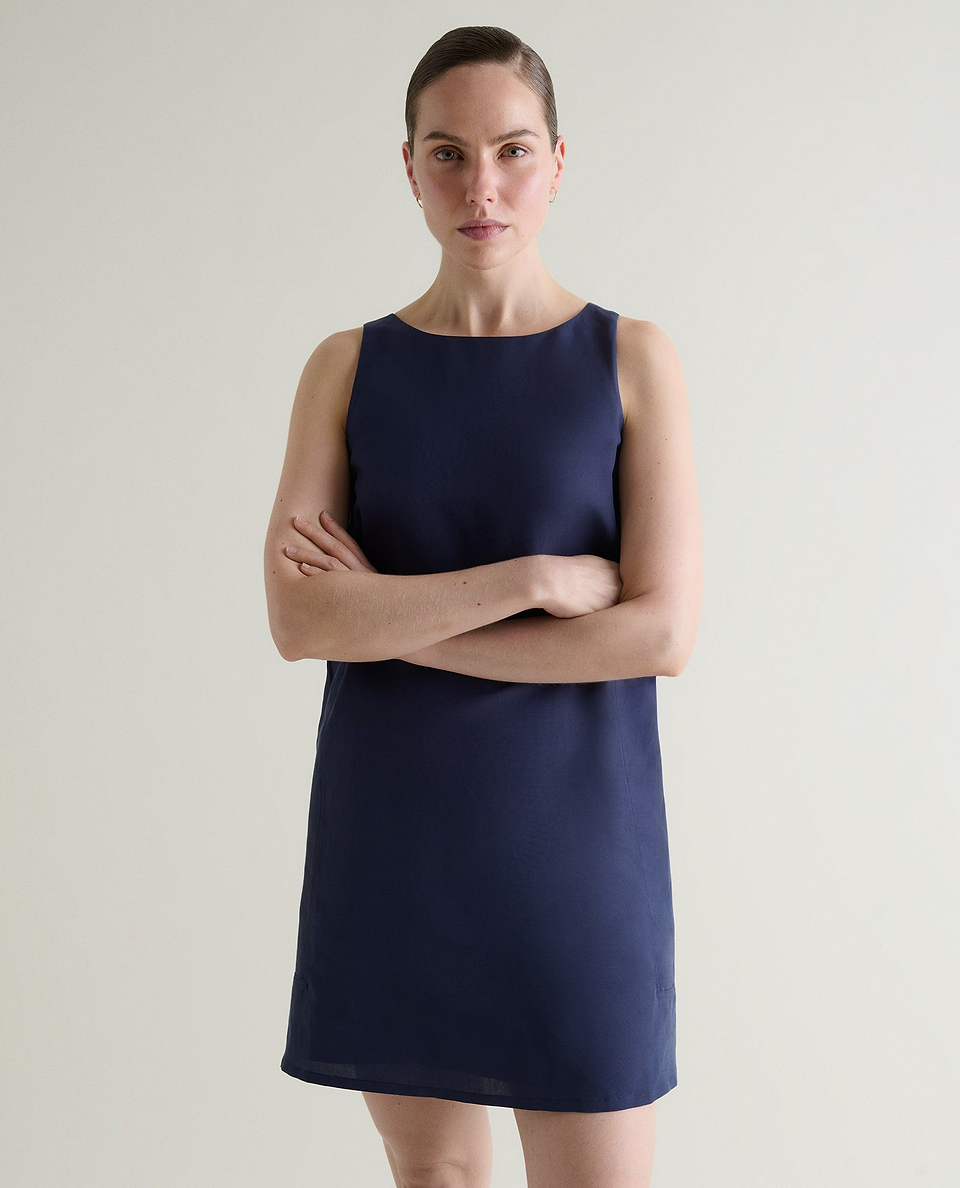 Women's Future-Linen Classic Mini Dress - Navy