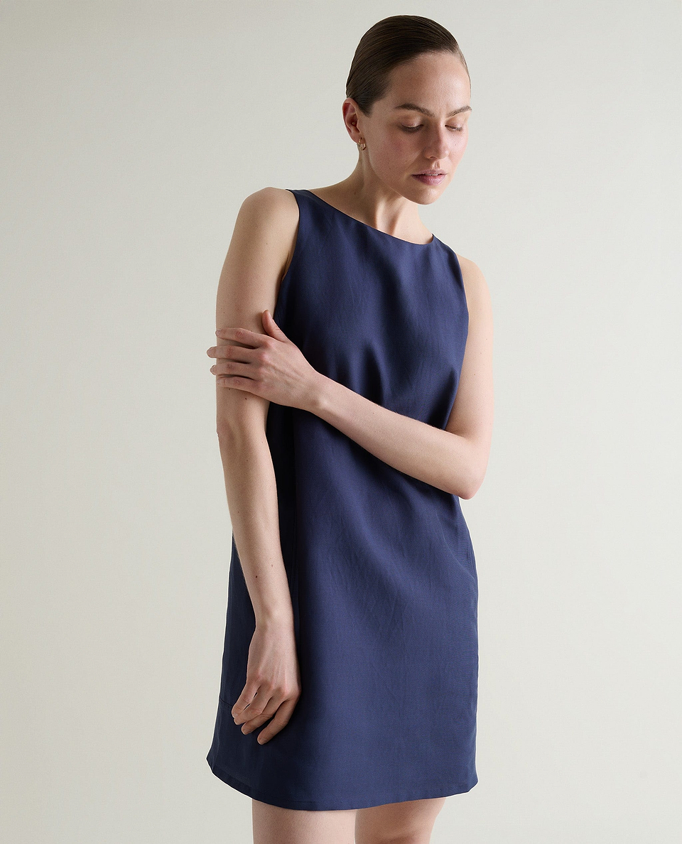 Women's Future-Linen Classic Mini Dress - Navy