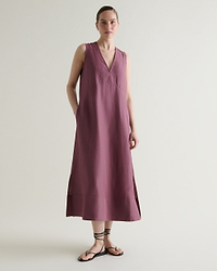 Women's Future-Linen Panelled V Neck Dress - Smoky Lilac