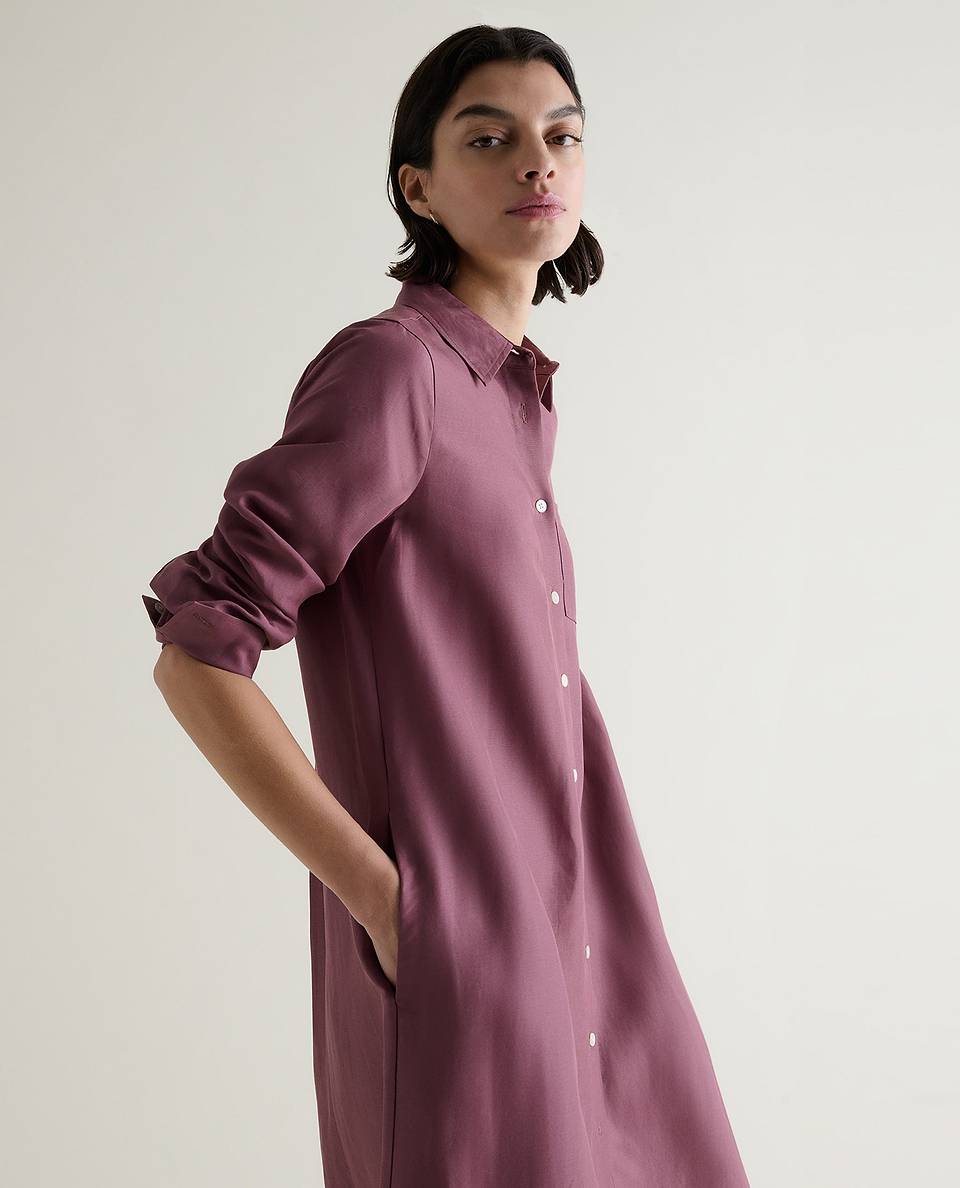 Women's Future-Linen Shirt Dress - Smoky Lilac
