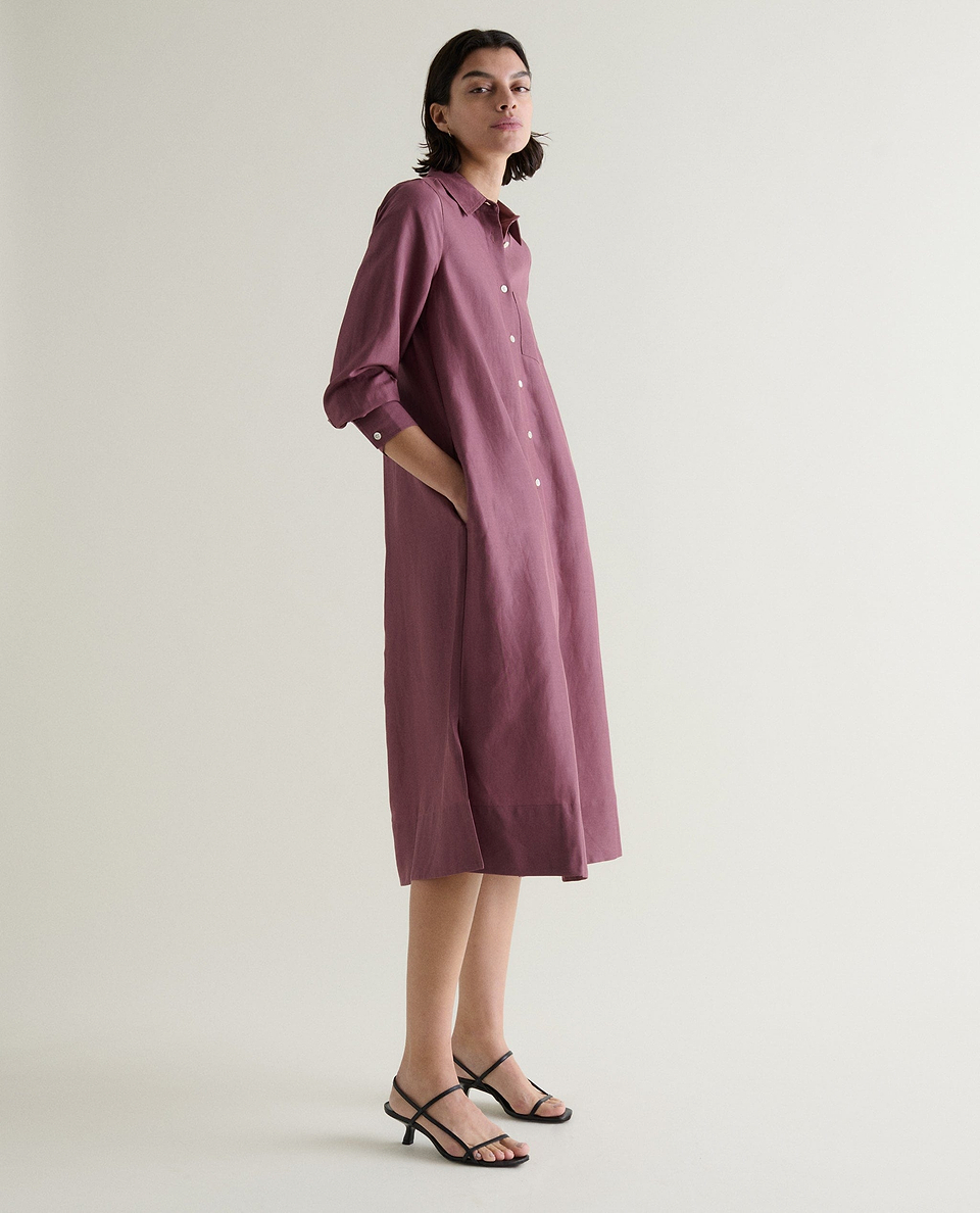 Women's Future-Linen Shirt Dress - Smoky Lilac