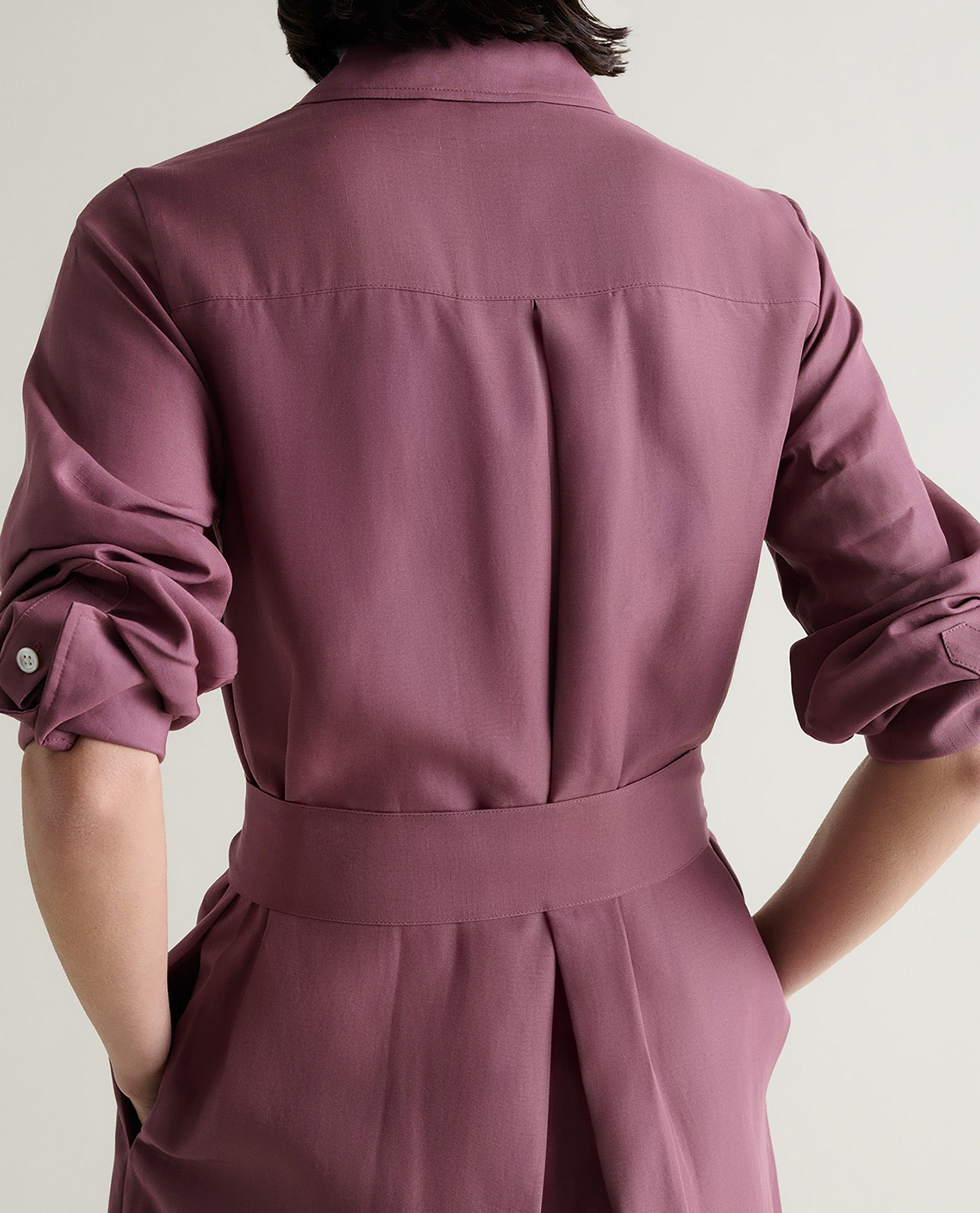 Women's Future-Linen Shirt Dress - Smoky Lilac