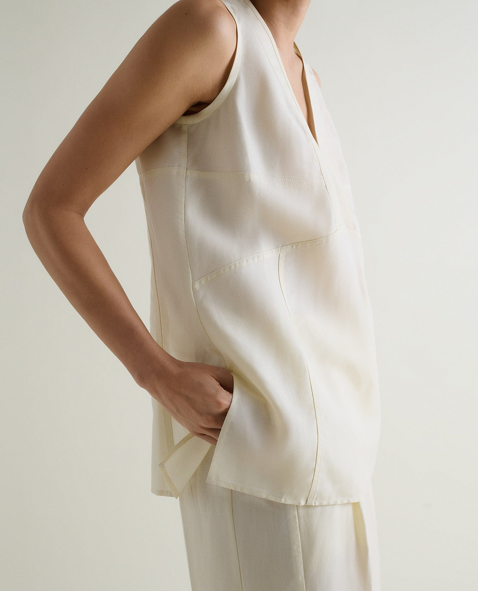Women's Future-Linen V Neck Tunic Top - Buttermilk