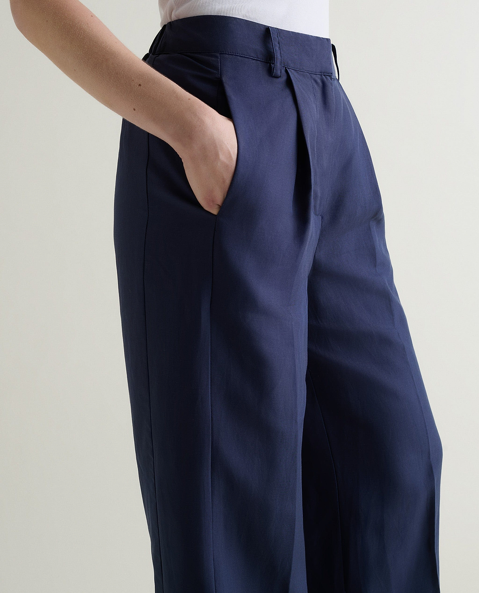 Women's Future-Linen Wide-Leg Trouser - Navy