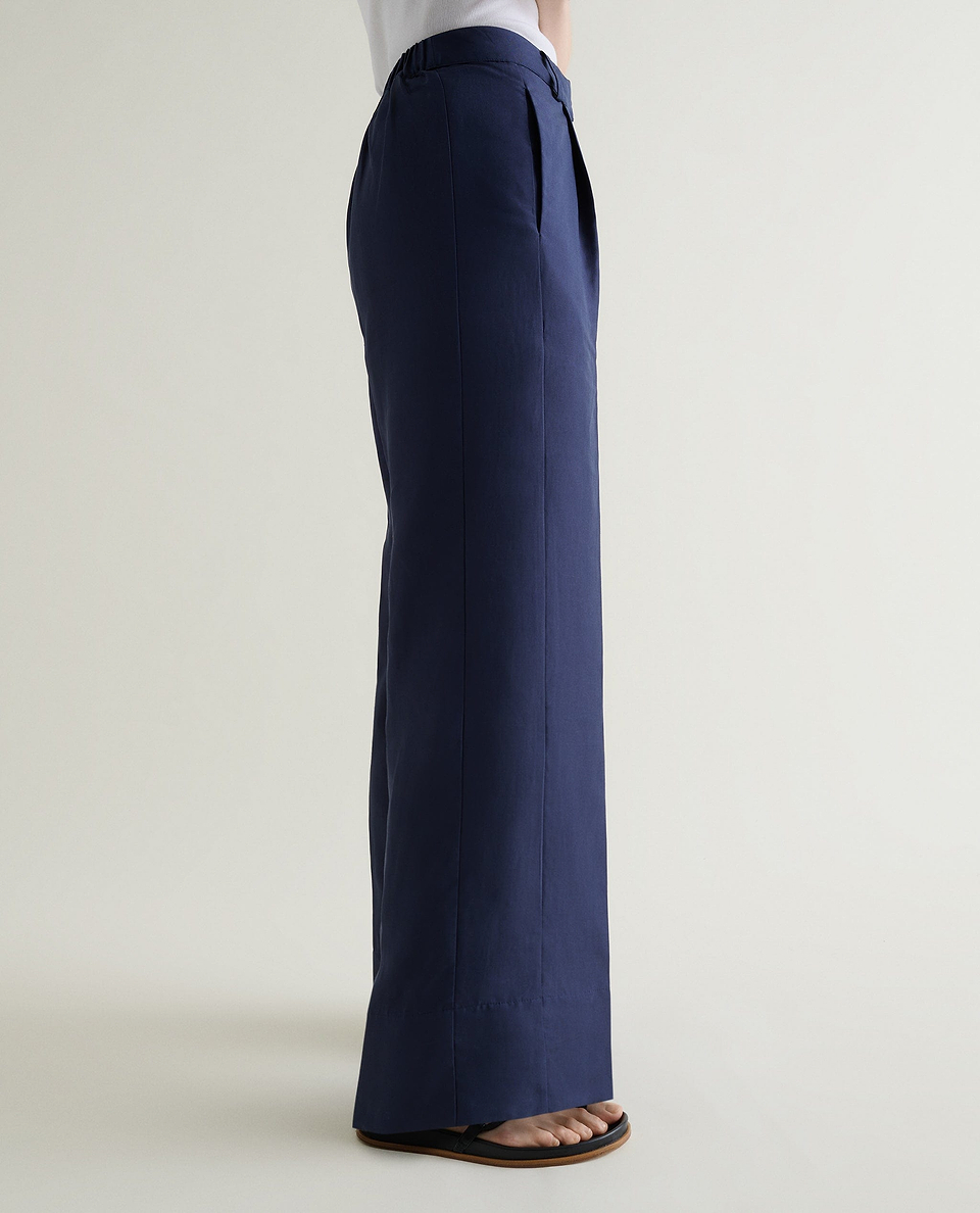 Women's Future-Linen Wide-Leg Trouser - Navy