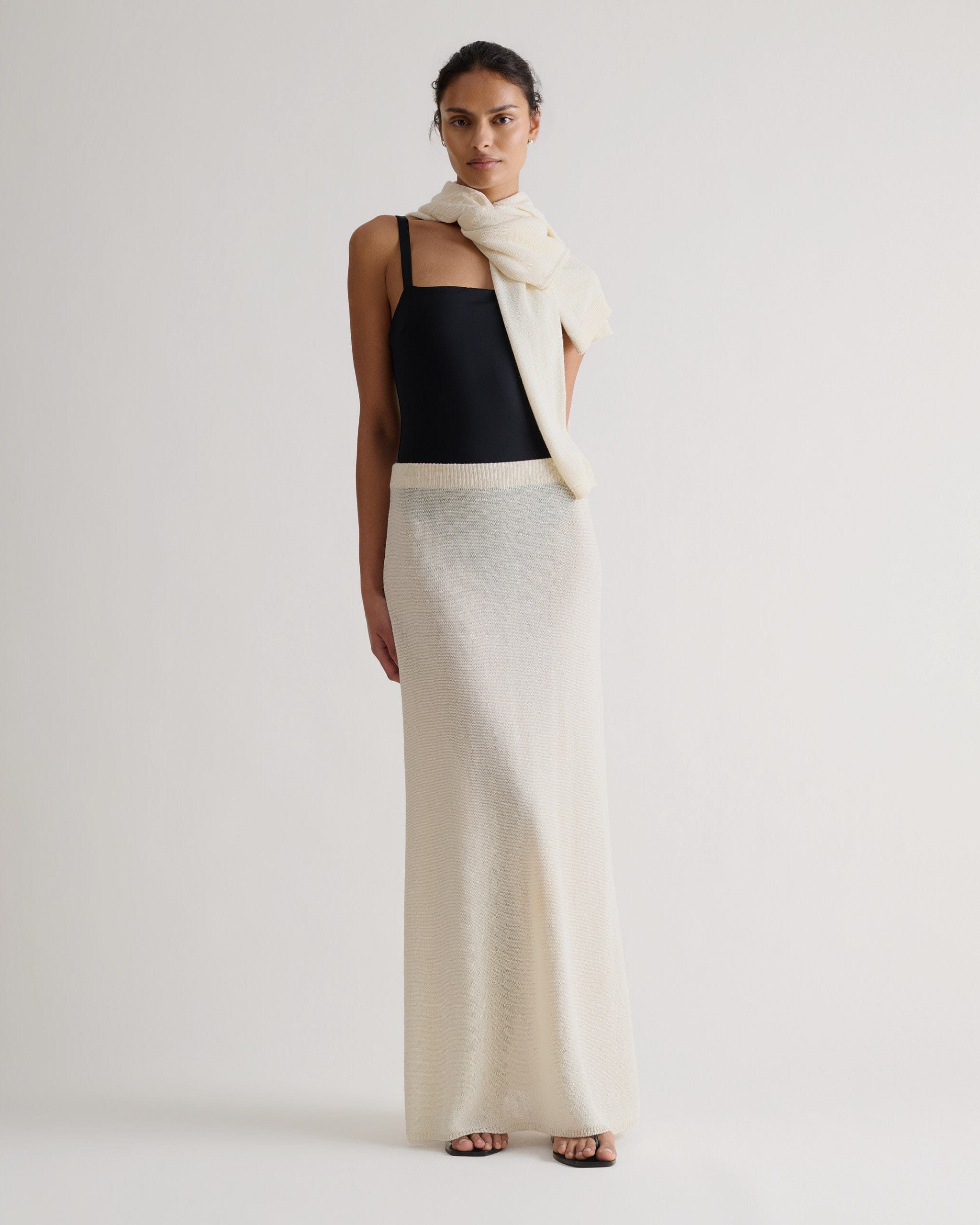 Women's Paper Yarn Knit Skirt - Parchment