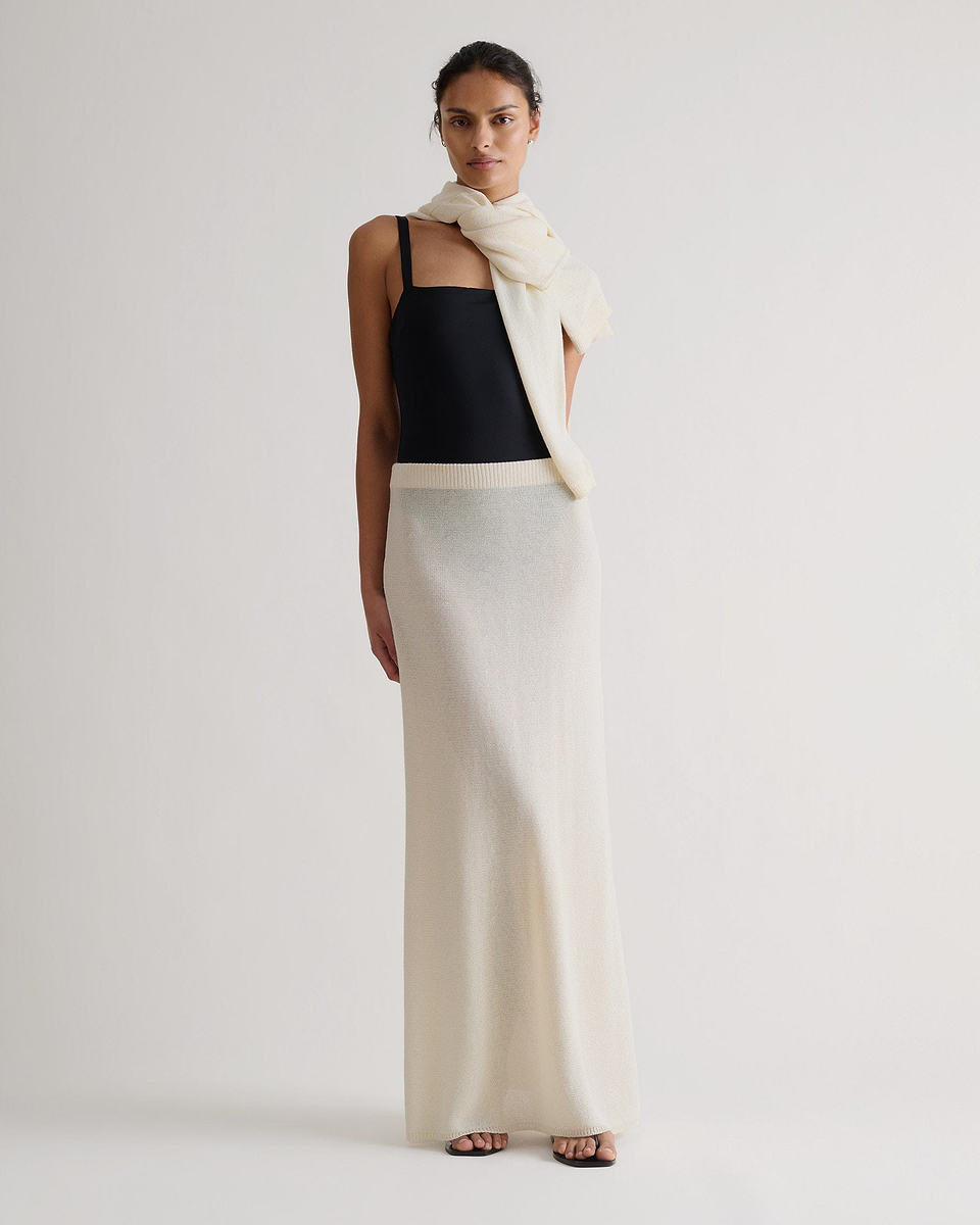 Women's Paper Yarn Knit Skirt - Parchment