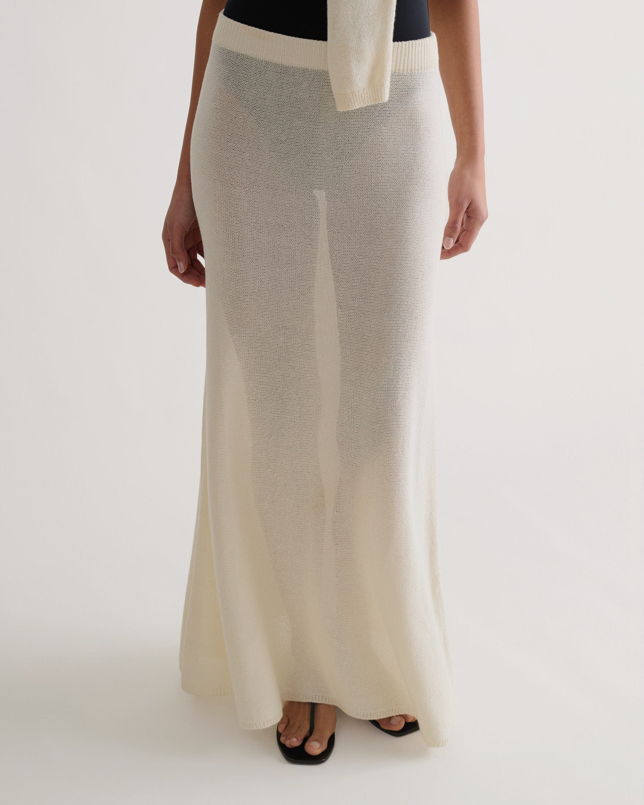 Women's Paper Yarn Knit Skirt - Parchment