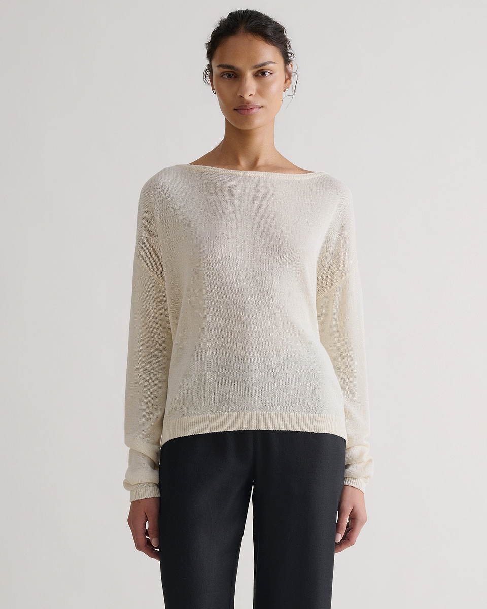 Women's Paper Yarn Slash Neck Jumper - Parchment