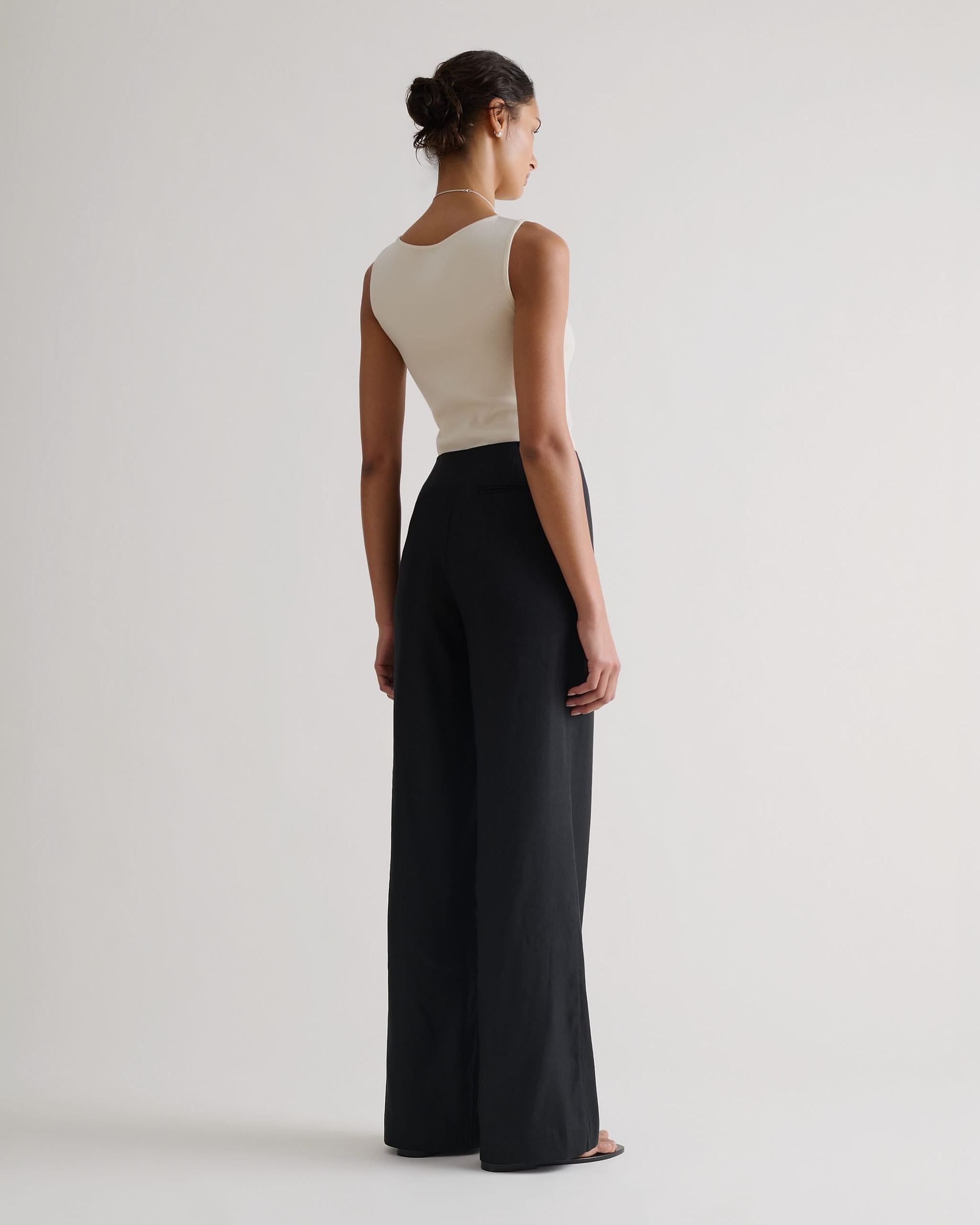 Women's Linen Wide Leg Trouser - Black