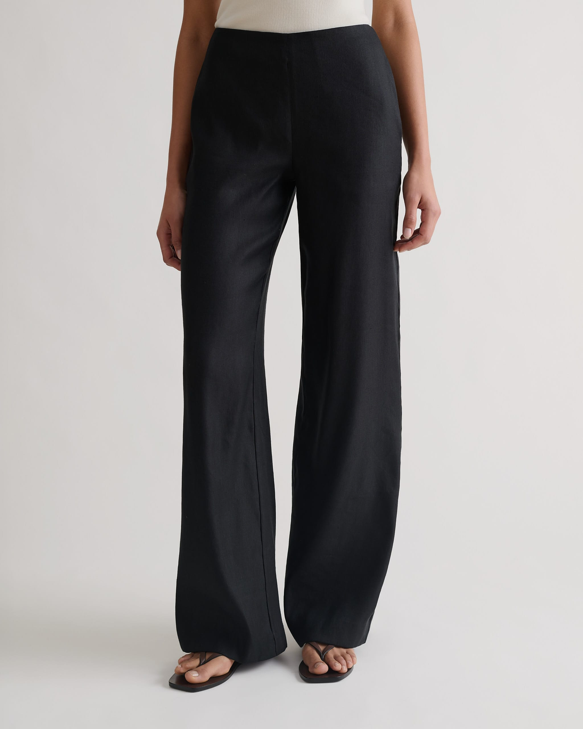 Women's Linen Wide Leg Trouser - Black