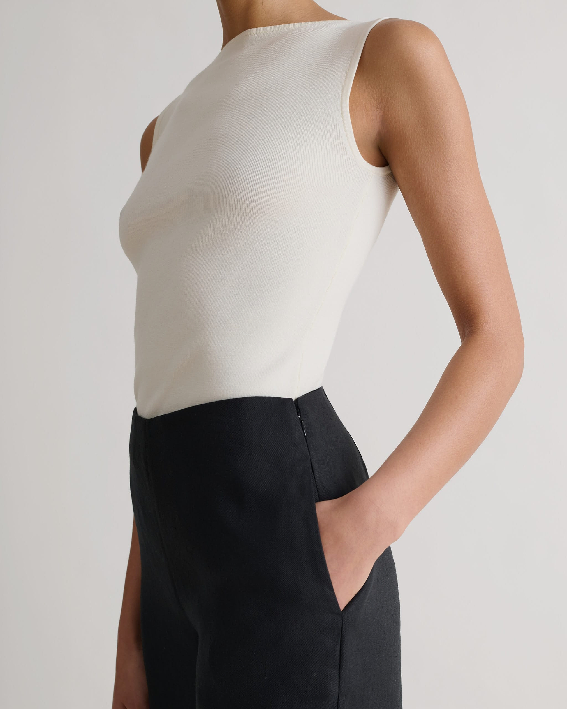 Women's Linen Wide Leg Trouser - Black