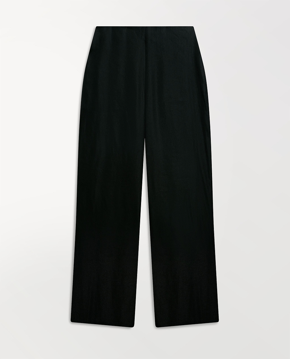 Women's Linen Wide Leg Trouser - Black