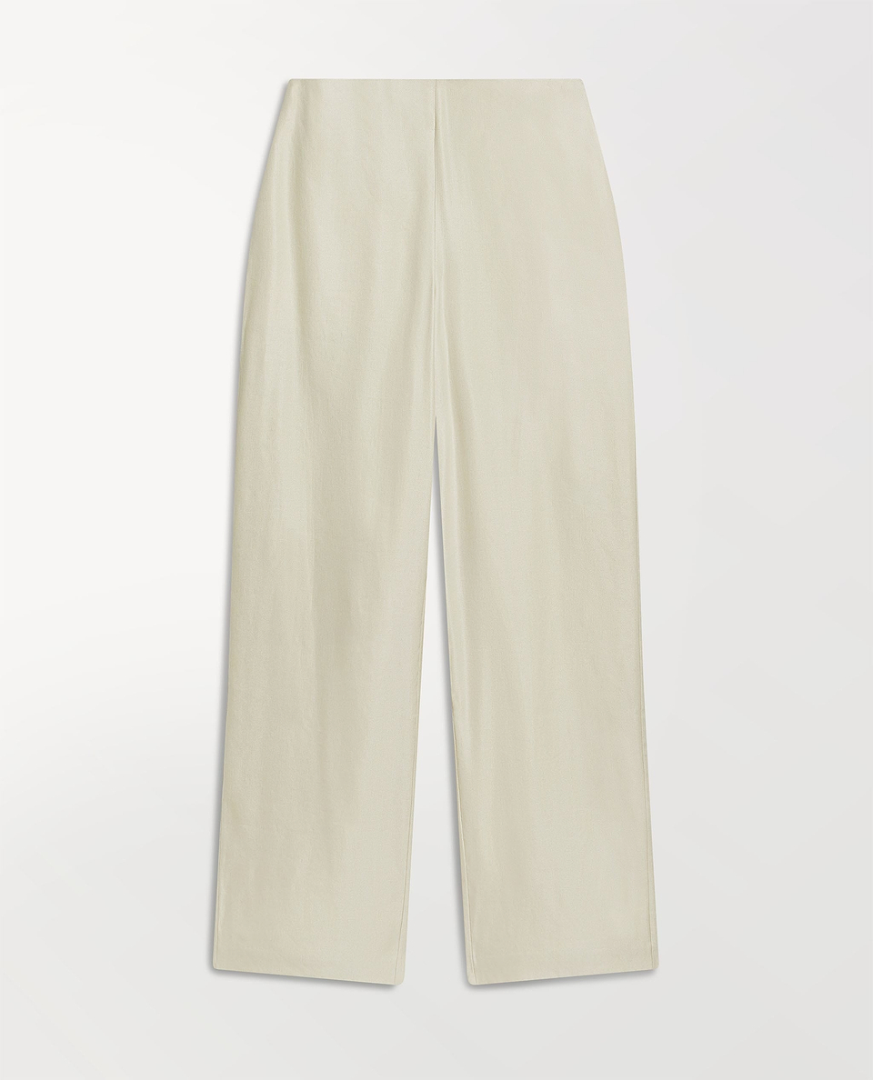 Women's Linen Wide Leg Trouser - Parchment
