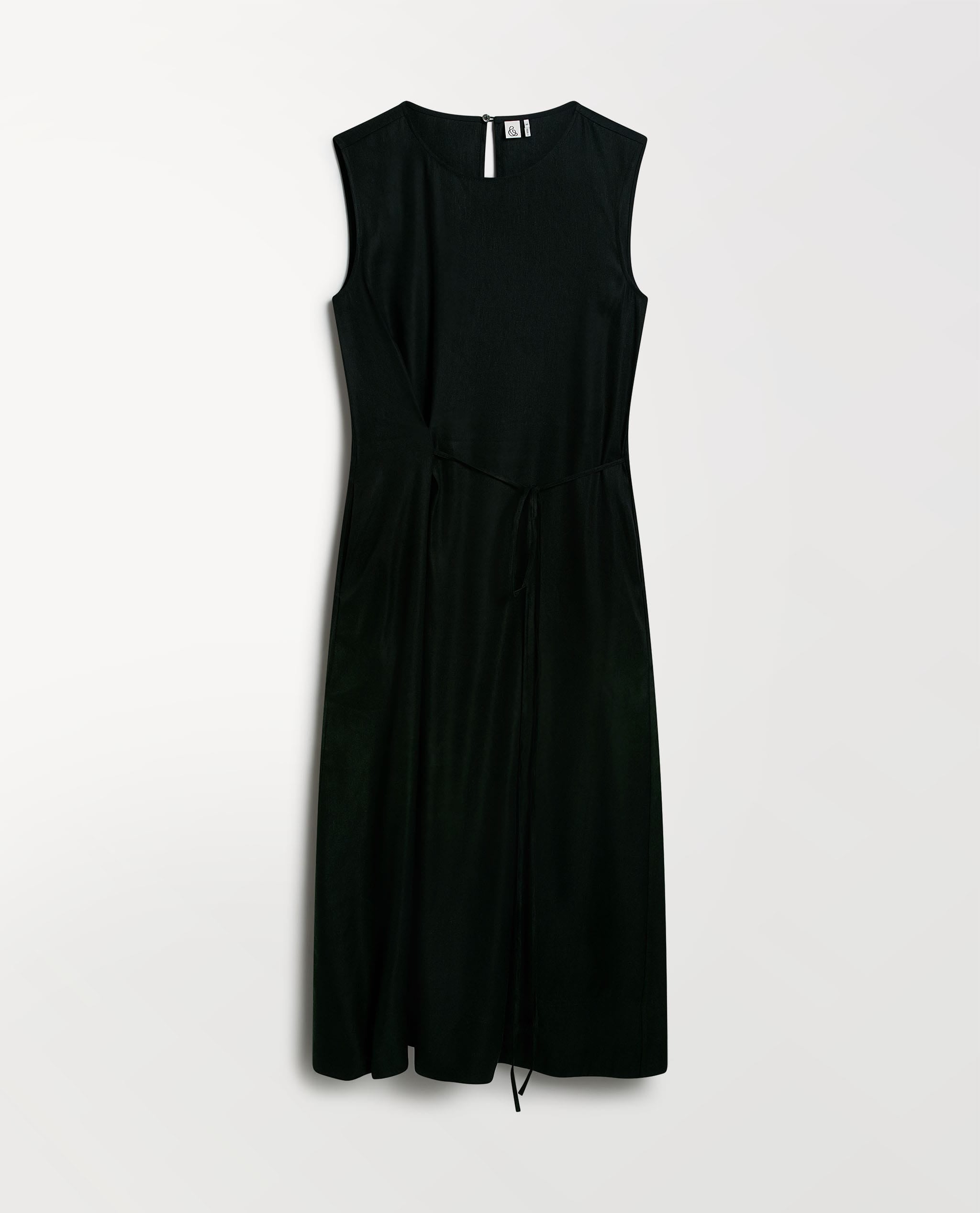 Women's Linen Side Tie Dress - Black