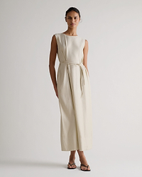 Women's Linen Side Tie Dress - Parchment
