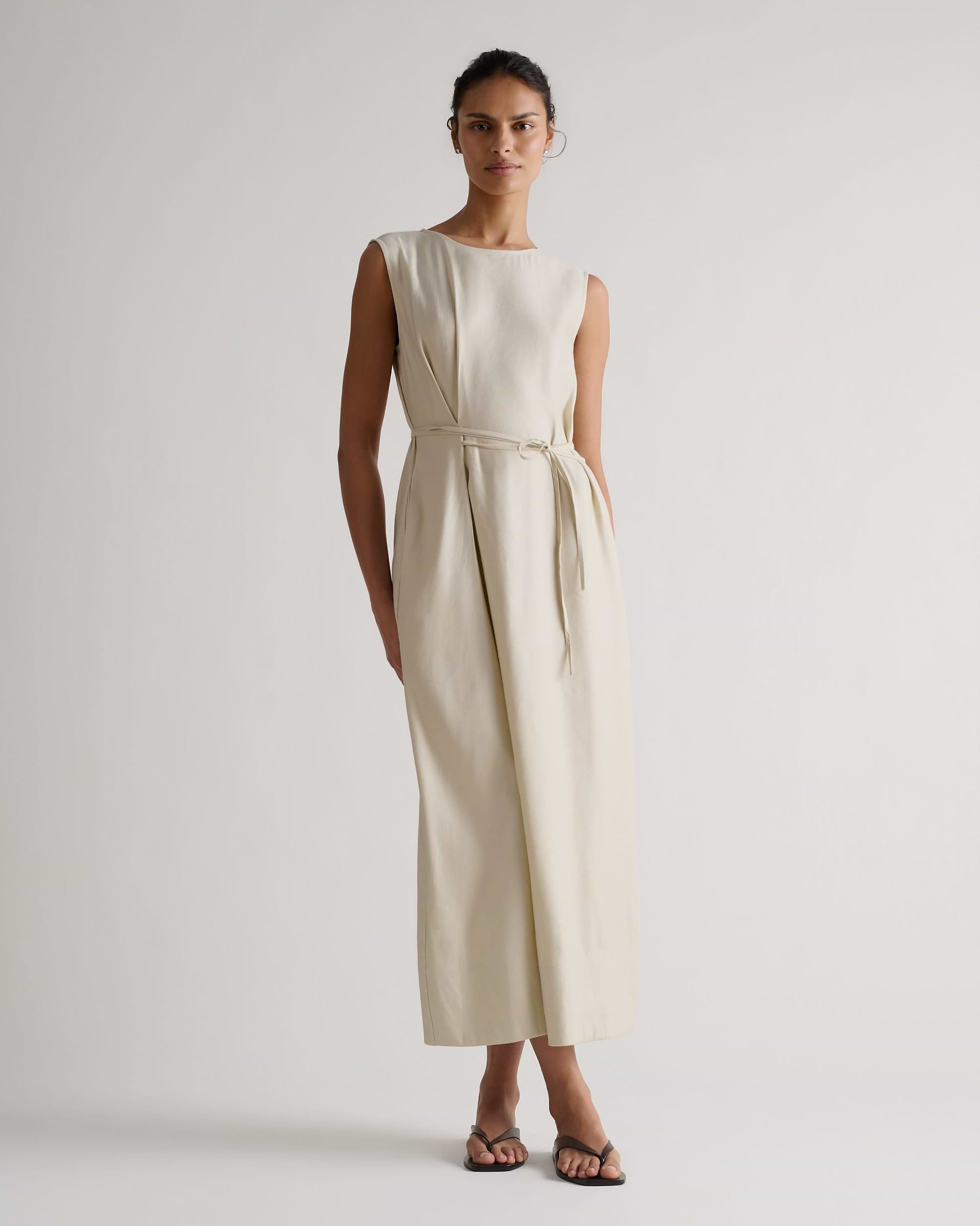 Rise & Fall Women's Linen Side Tie Dress - Parchment