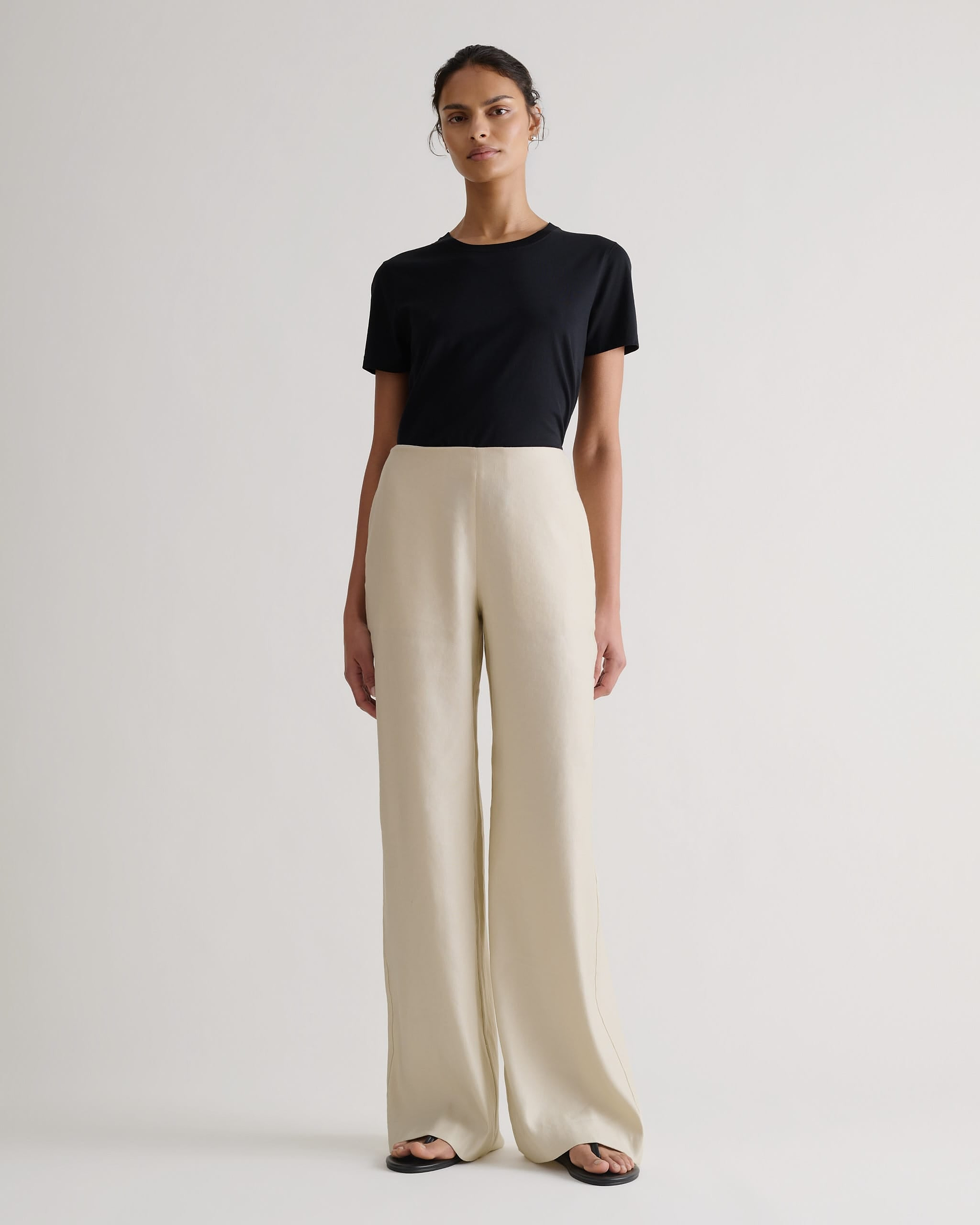 Women's Linen Wide Leg Trouser - Parchment