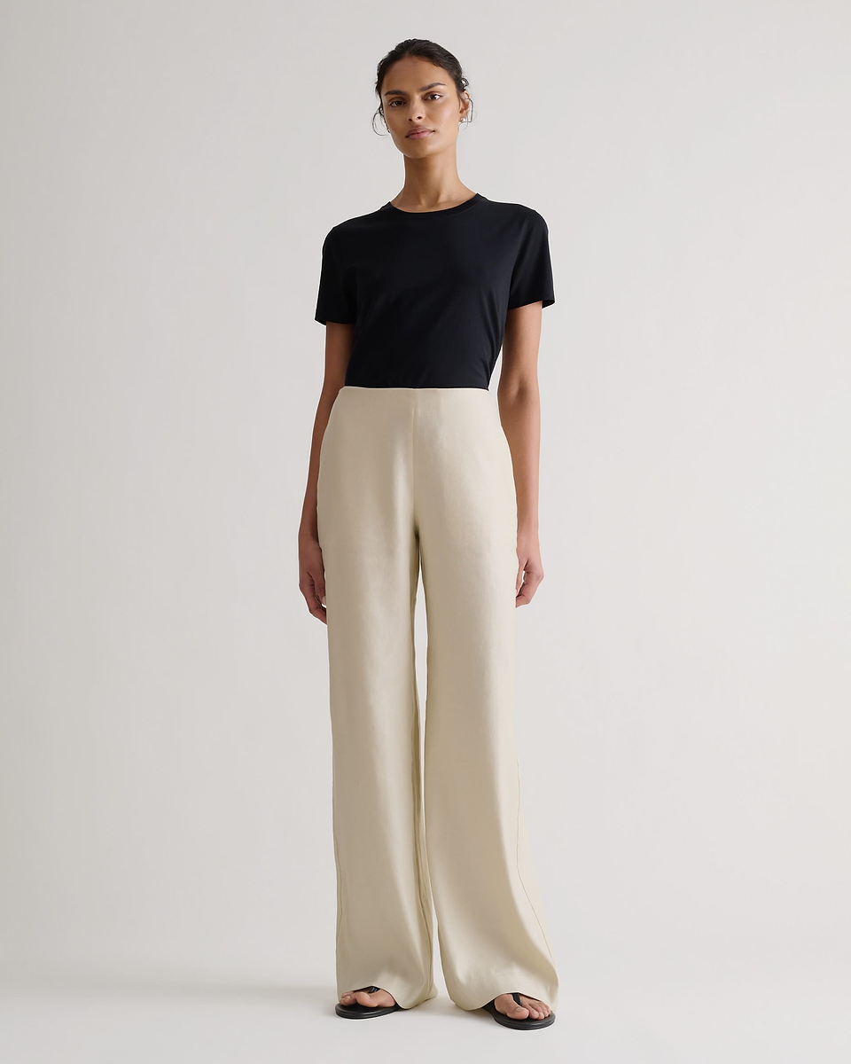 Women's Linen Wide Leg Trouser - Parchment