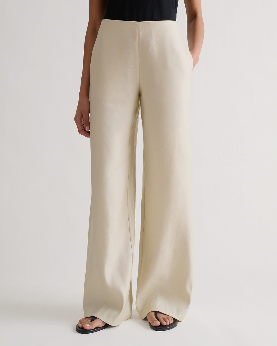 Women's Linen Wide Leg Trouser - Parchment