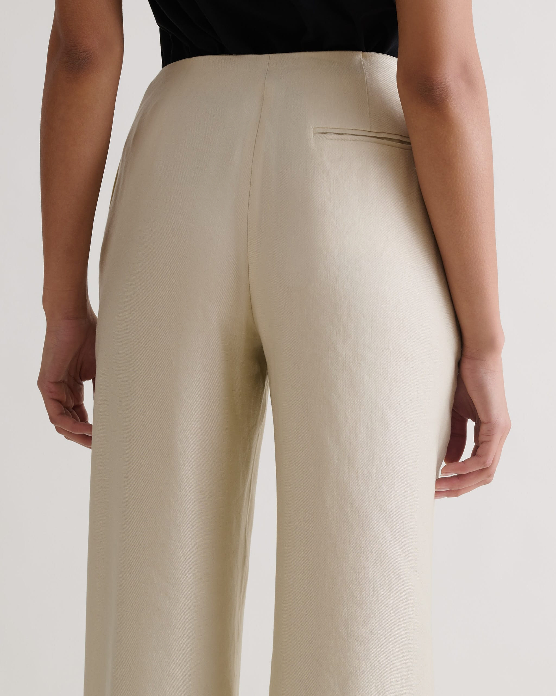Women's Linen Wide Leg Trouser - Parchment