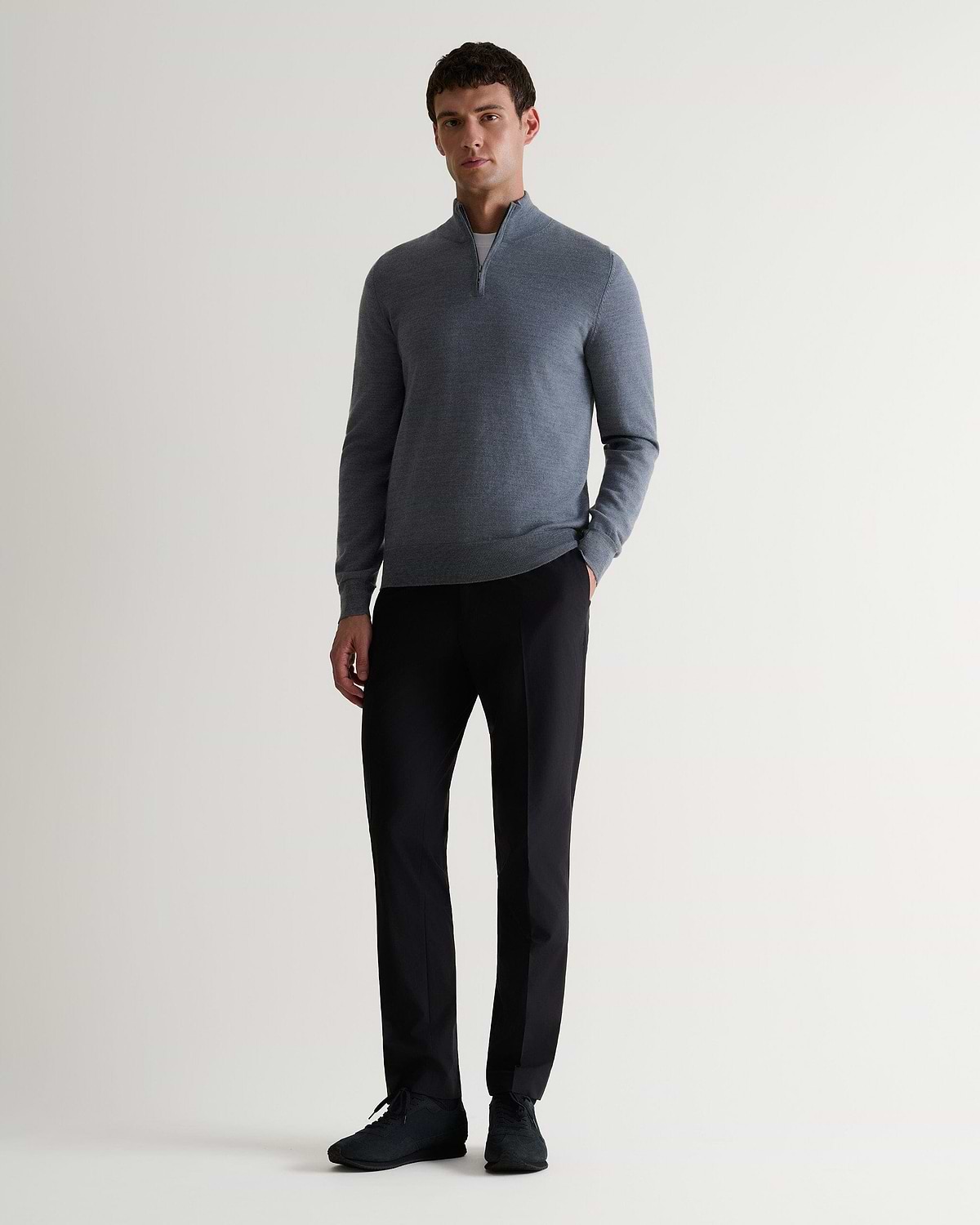 Men's Fine Merino 1/4 Zip Jumper - Grey