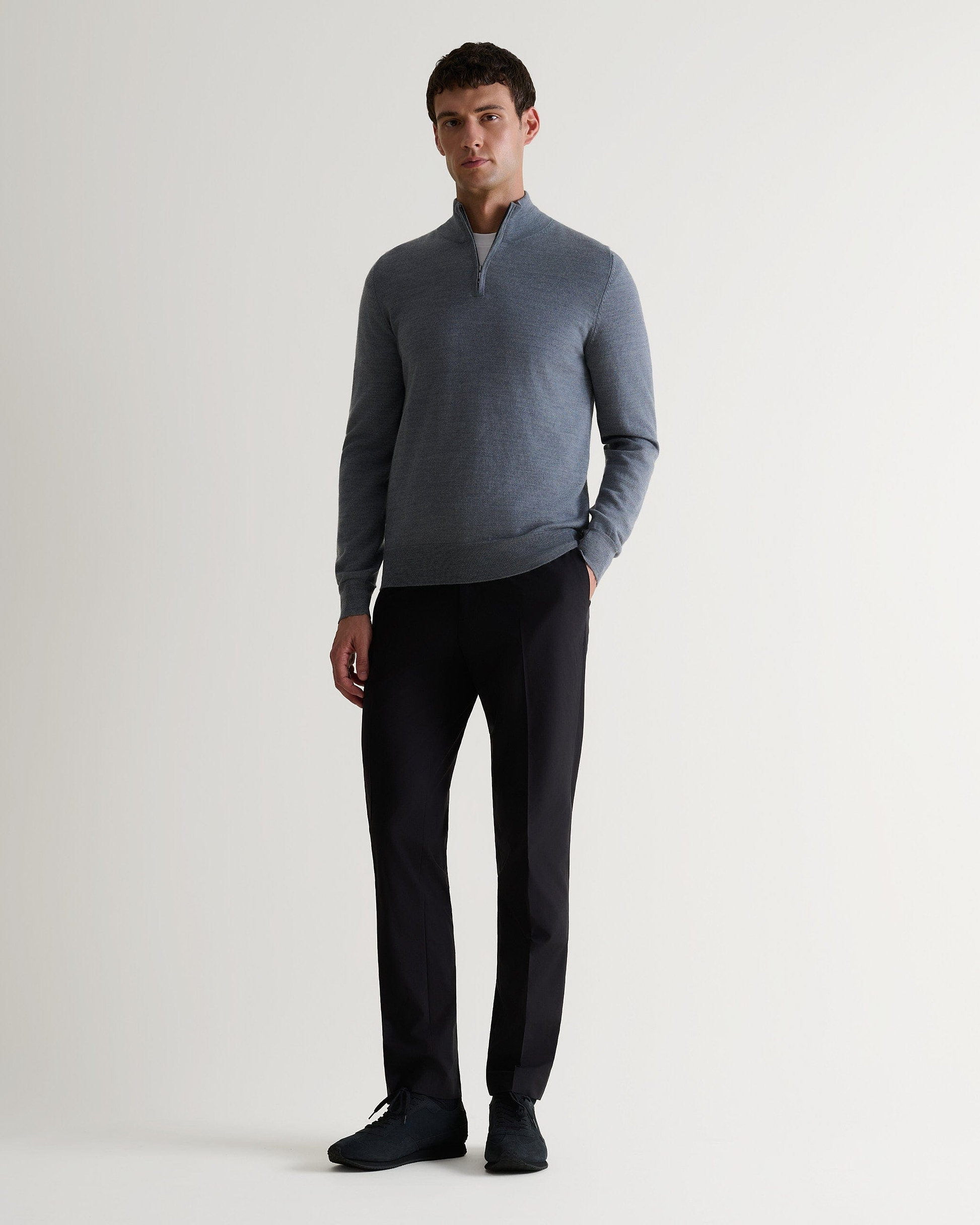 Men's Fine Merino 1/4 Zip Jumper - Grey