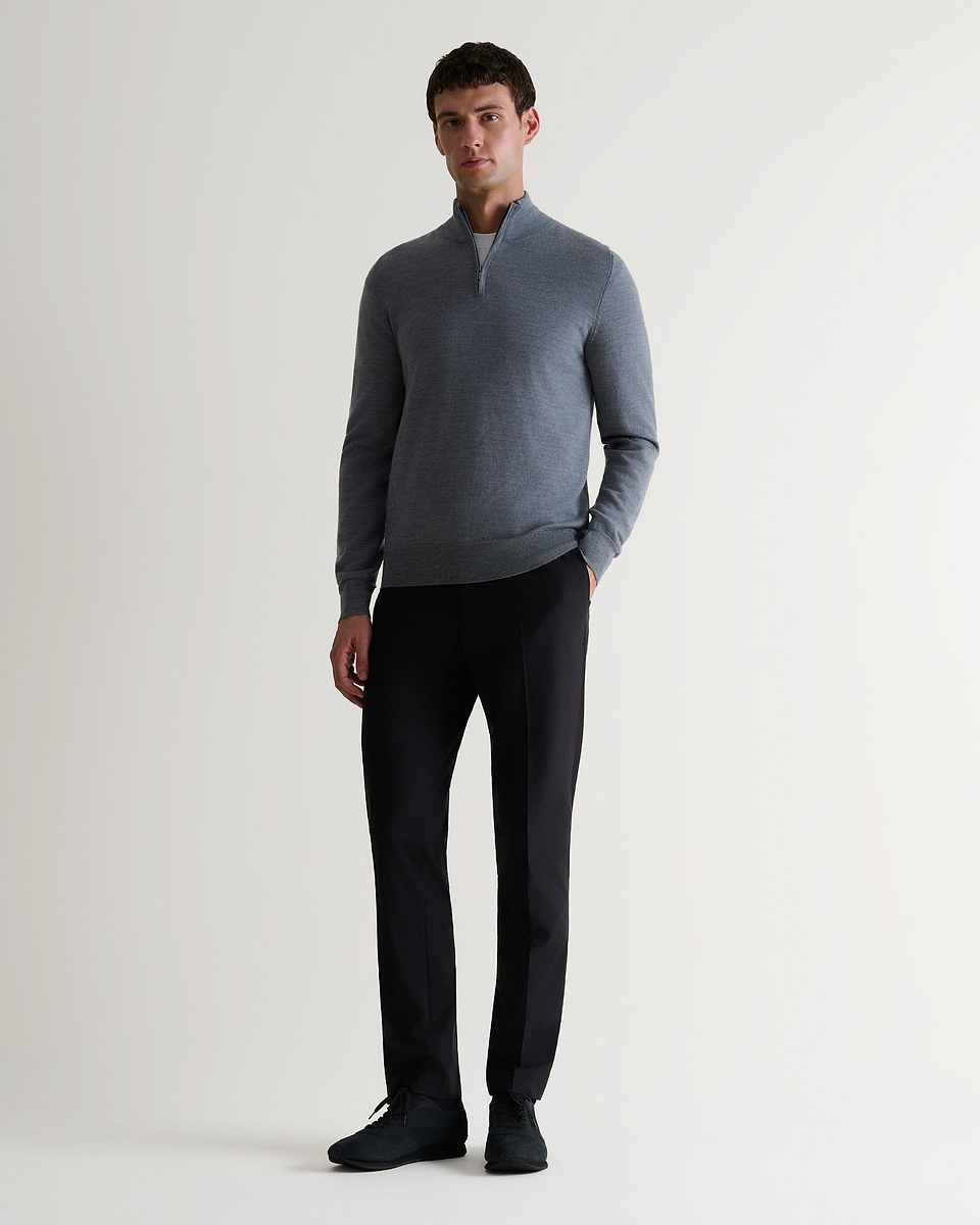 Men's Fine Merino 1/4 Zip Jumper - Grey