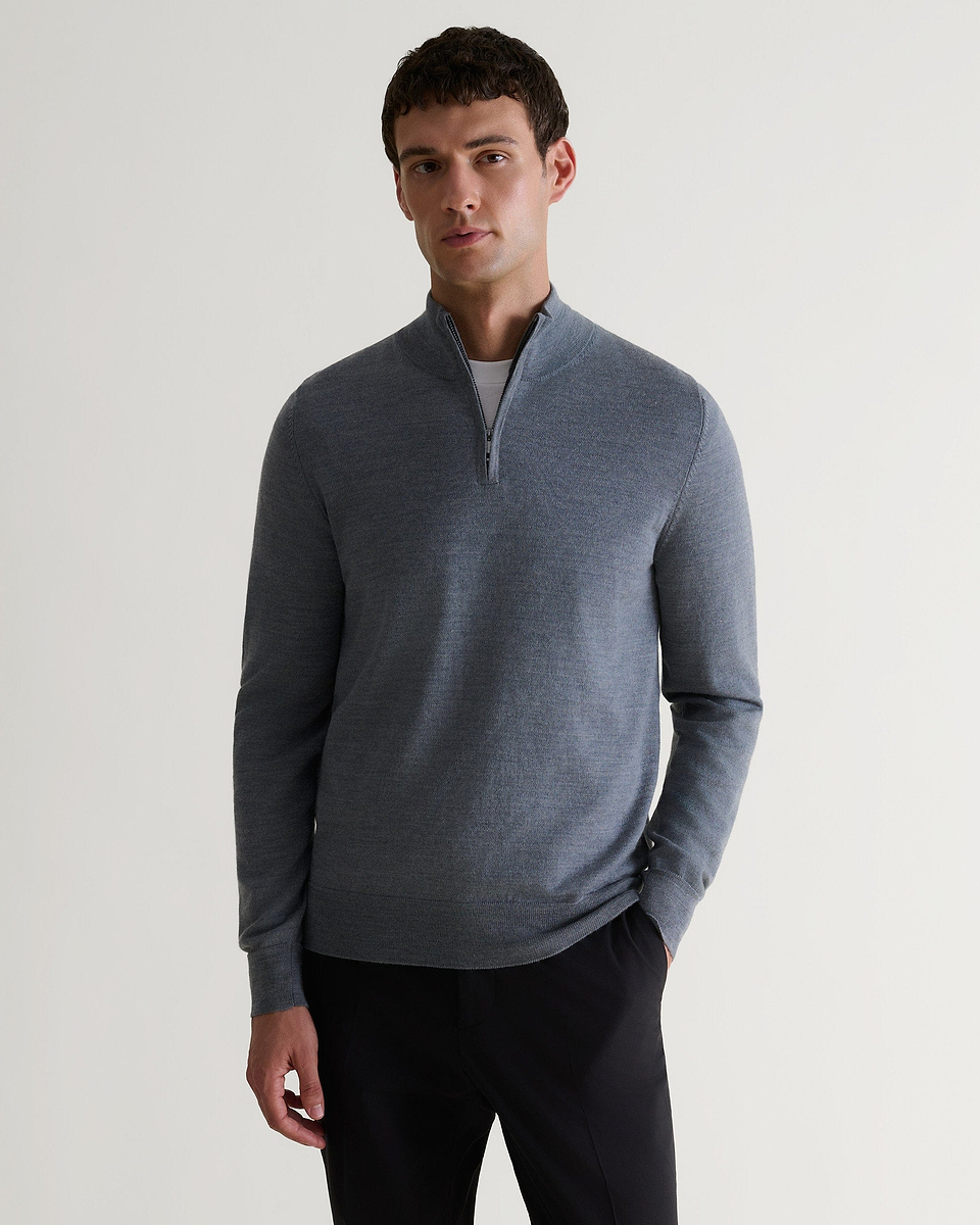 Men's Fine Merino 1/4 Zip Jumper - Grey