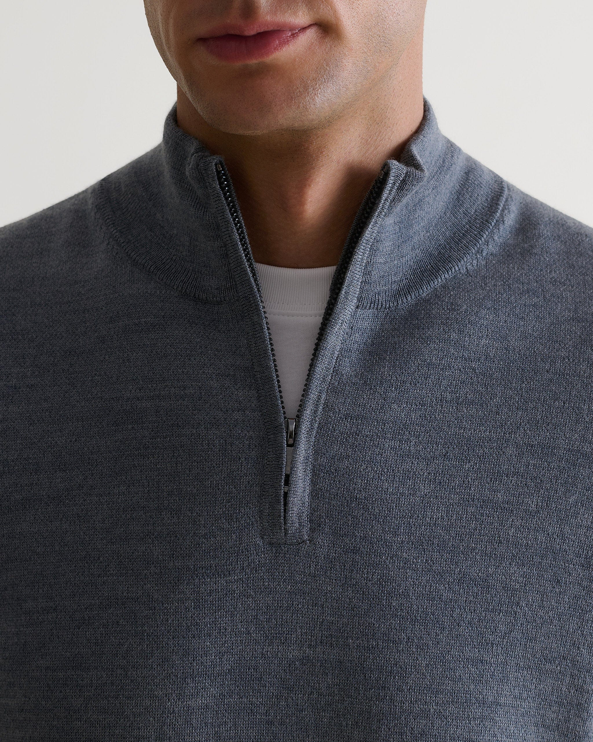 Men's Fine Merino 1/4 Zip Jumper - Grey