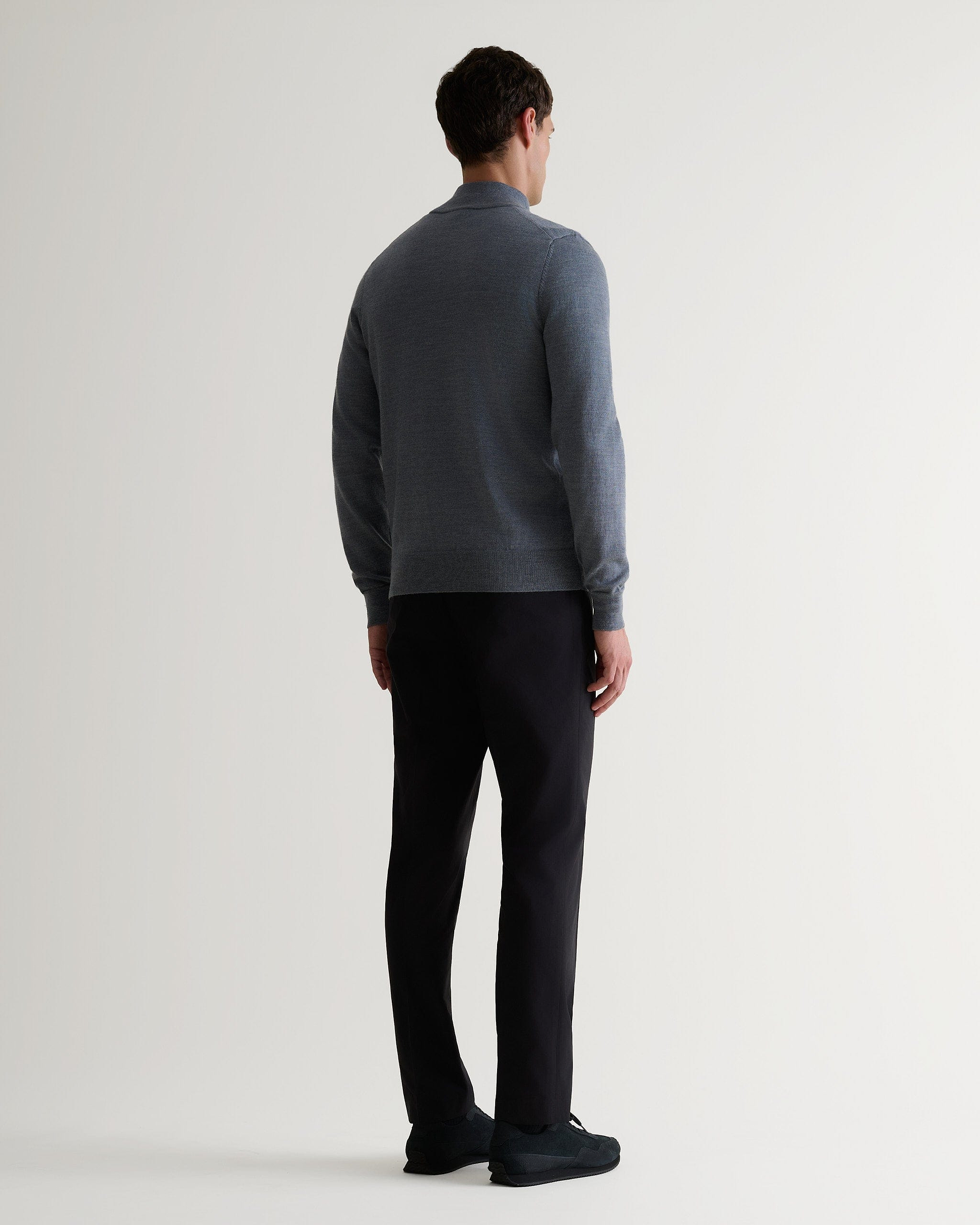 Men's Fine Merino 1/4 Zip Jumper - Grey