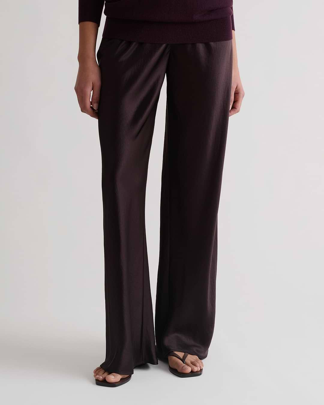 Women's NAIA™ Liquid Satin Bias Trouser - Chocolate