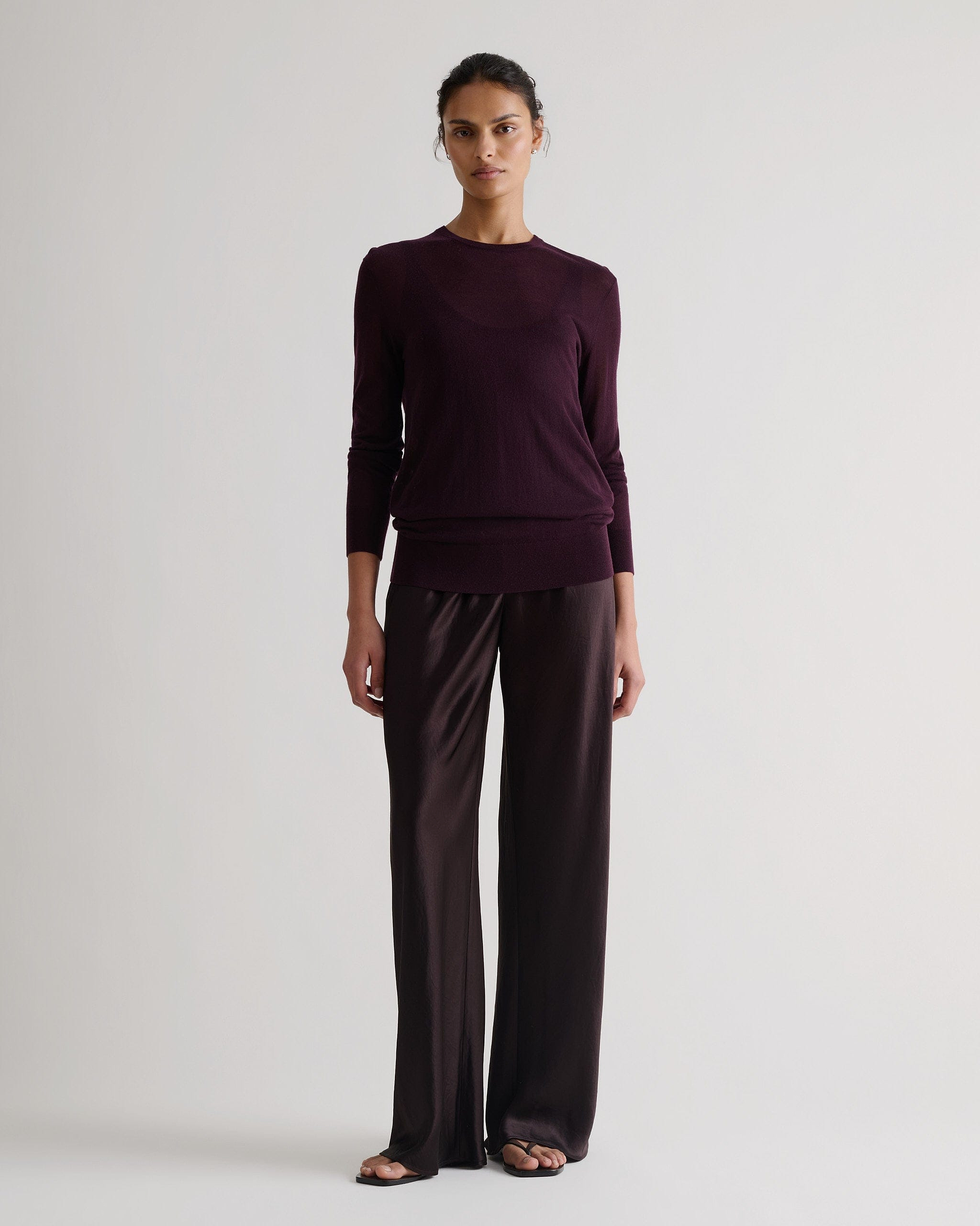 Women's NAIA™ Liquid Satin Bias Trouser - Chocolate