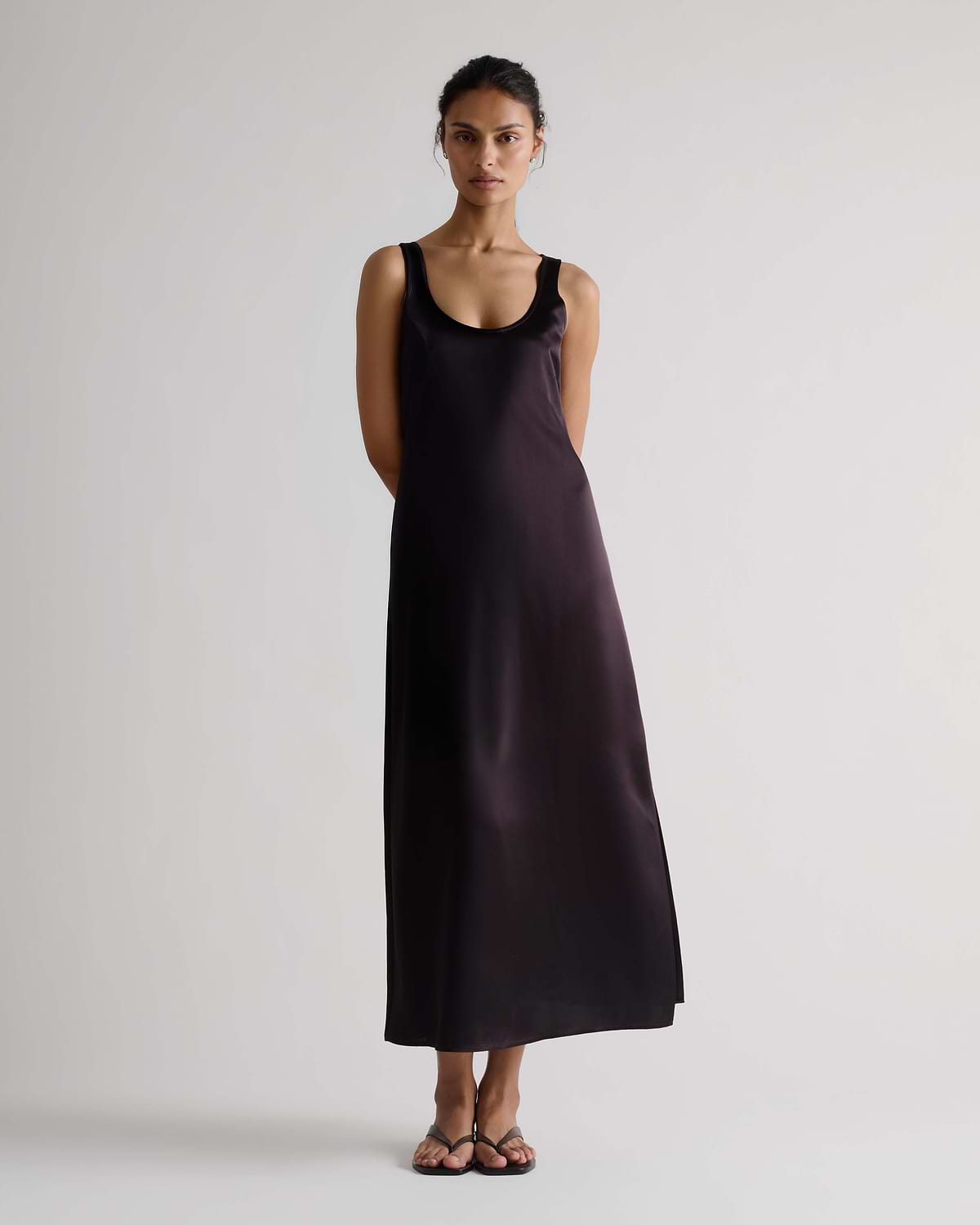 Women's NAIA™ Liquid Satin Sleeveless Dress - Chocolate