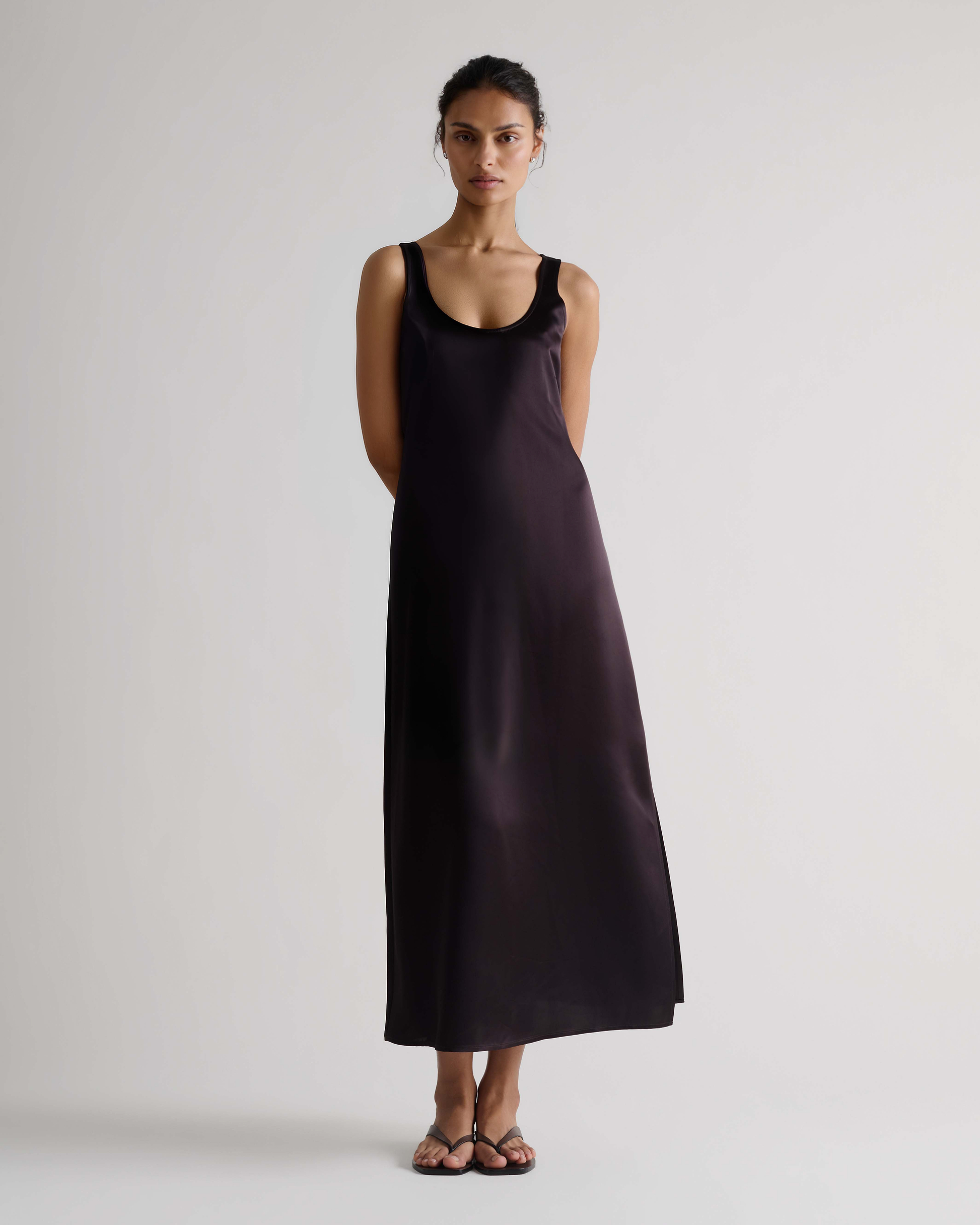 Women's NAIA™ Liquid Satin Sleeveless Dress - Chocolate