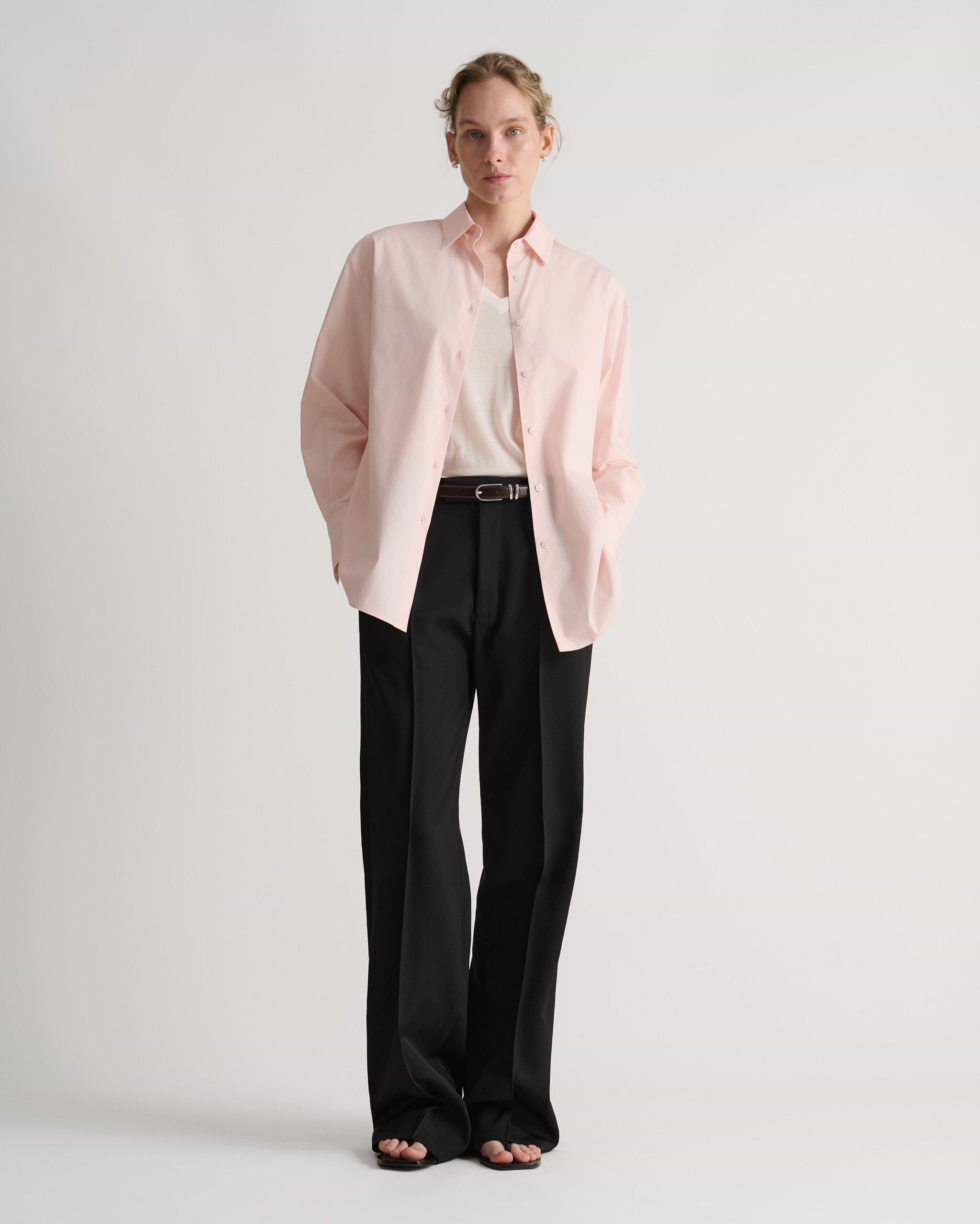 Organic Cotton Oversized Poplin Shirt - Pink