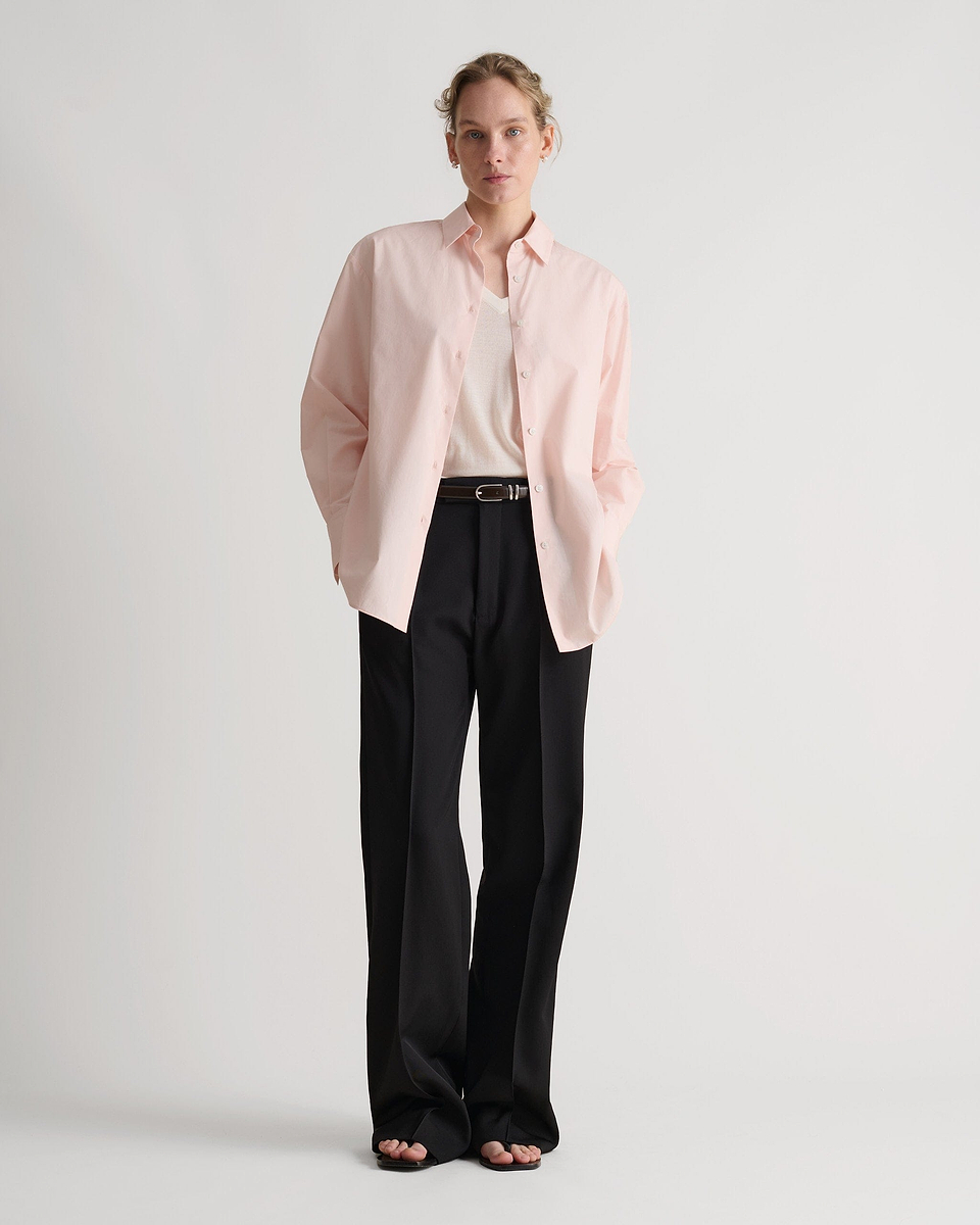 Organic Cotton Oversized Poplin Shirt - Pink