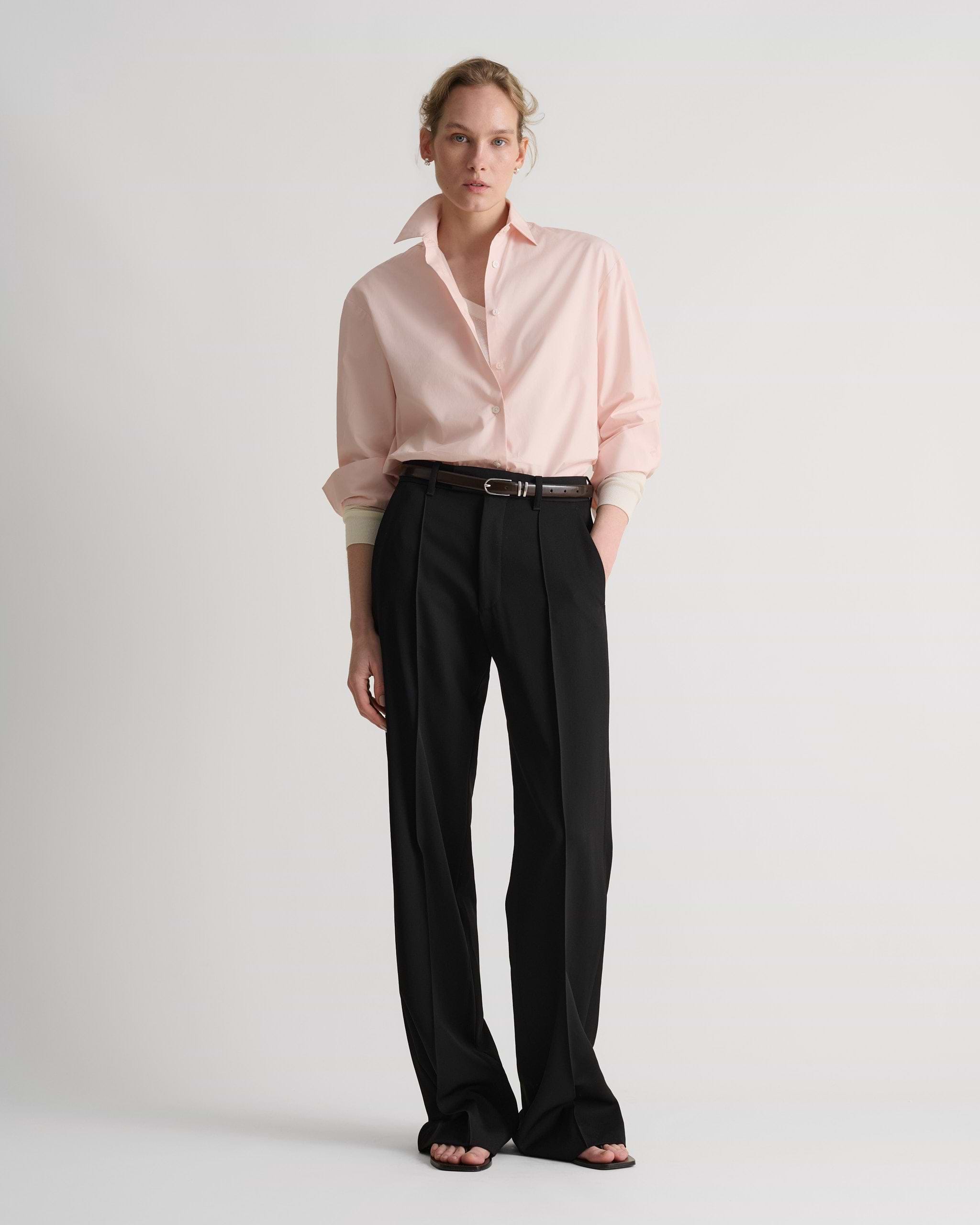 Organic Cotton Oversized Poplin Shirt - Pink